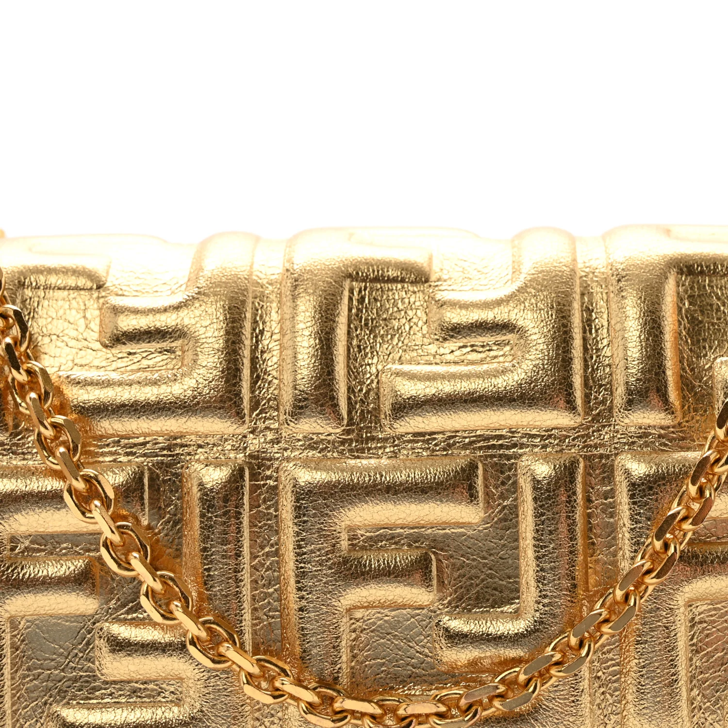 Vitello Catalan Mirror FF 1974 Embossed Continental Wallet on Chain Gold - Top Club