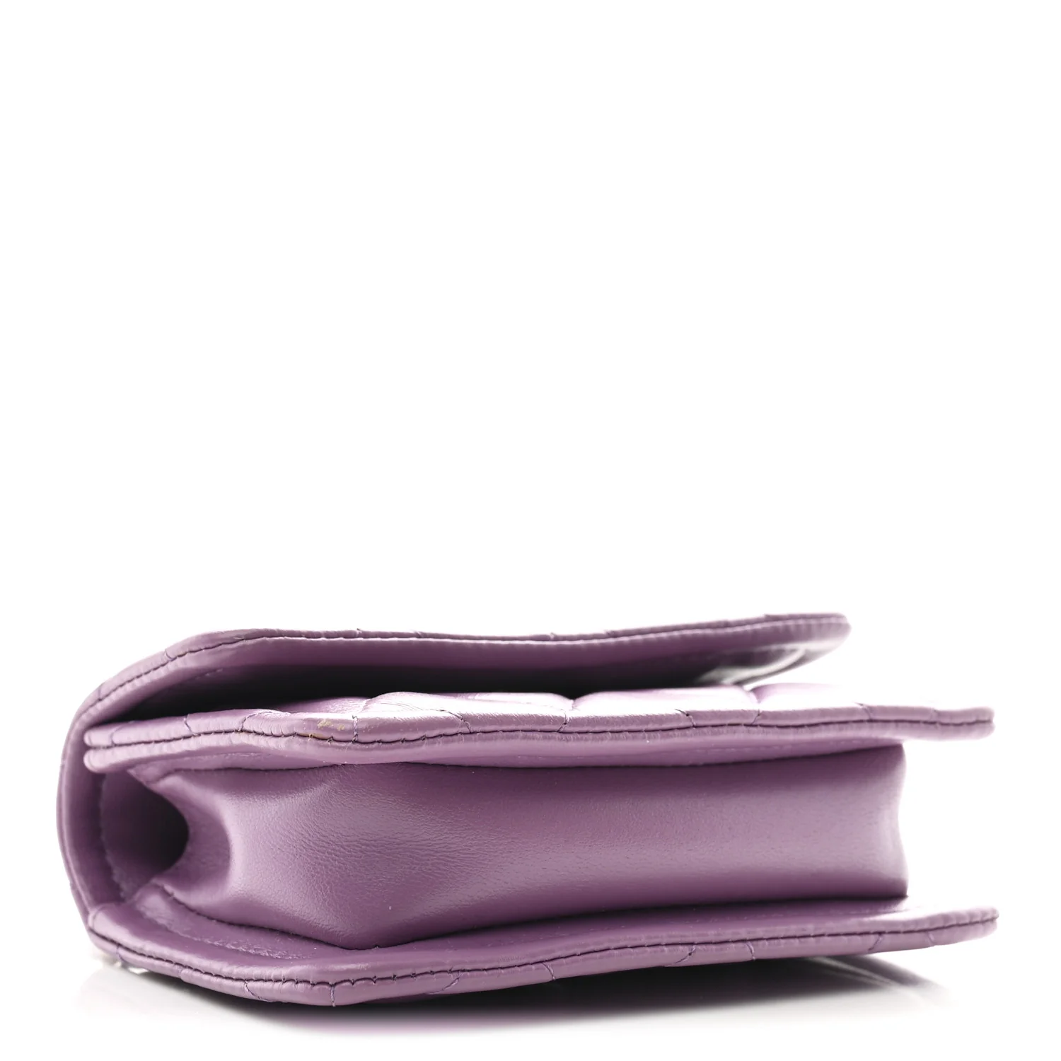 Shiny Lambskin Quilted Extra Mini Flap Purple - Top Club