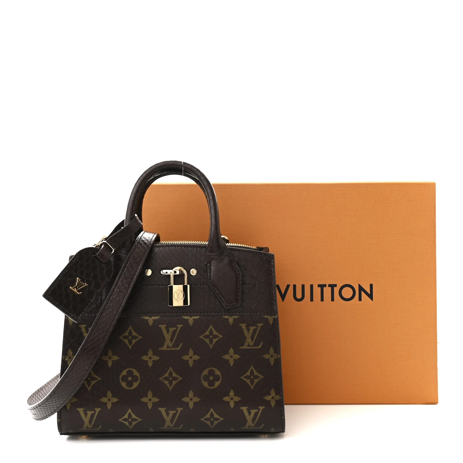 Snakeskin Monogram City Steamer Mini Brown - Top Club