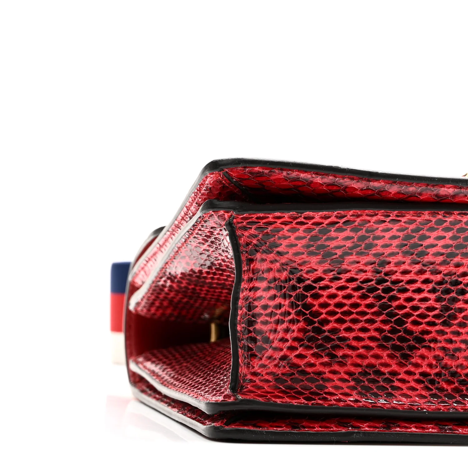 Snakeskin Sylvie Web Small Queen Margaret Top Handle Bag Red - Top Club