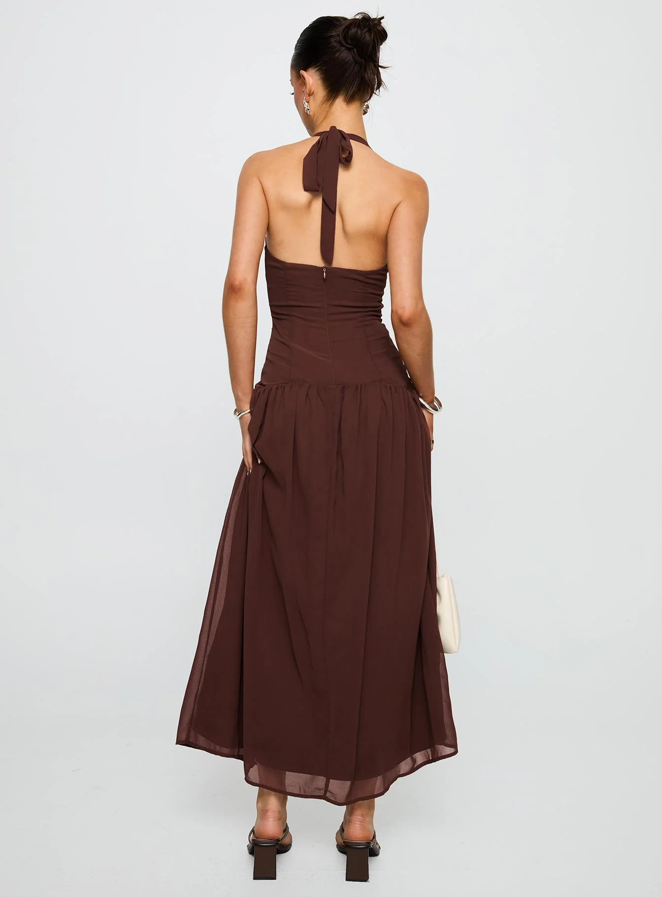 Chestnut Drop Waist Maxi Dress Brown