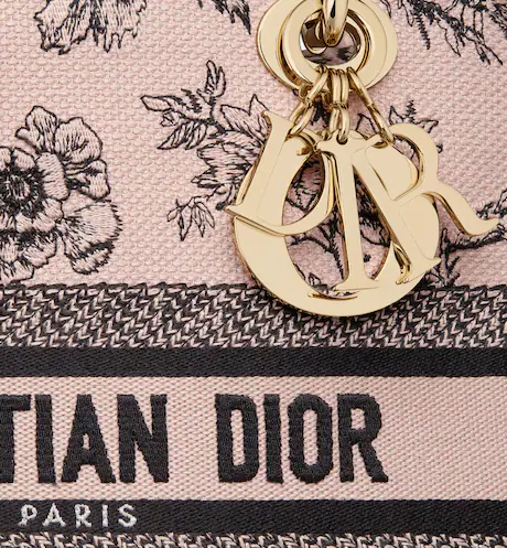 MEDIUM LADY D-LITE BAG Powder Pink D Jardin Botanique Embroidery - Top Club