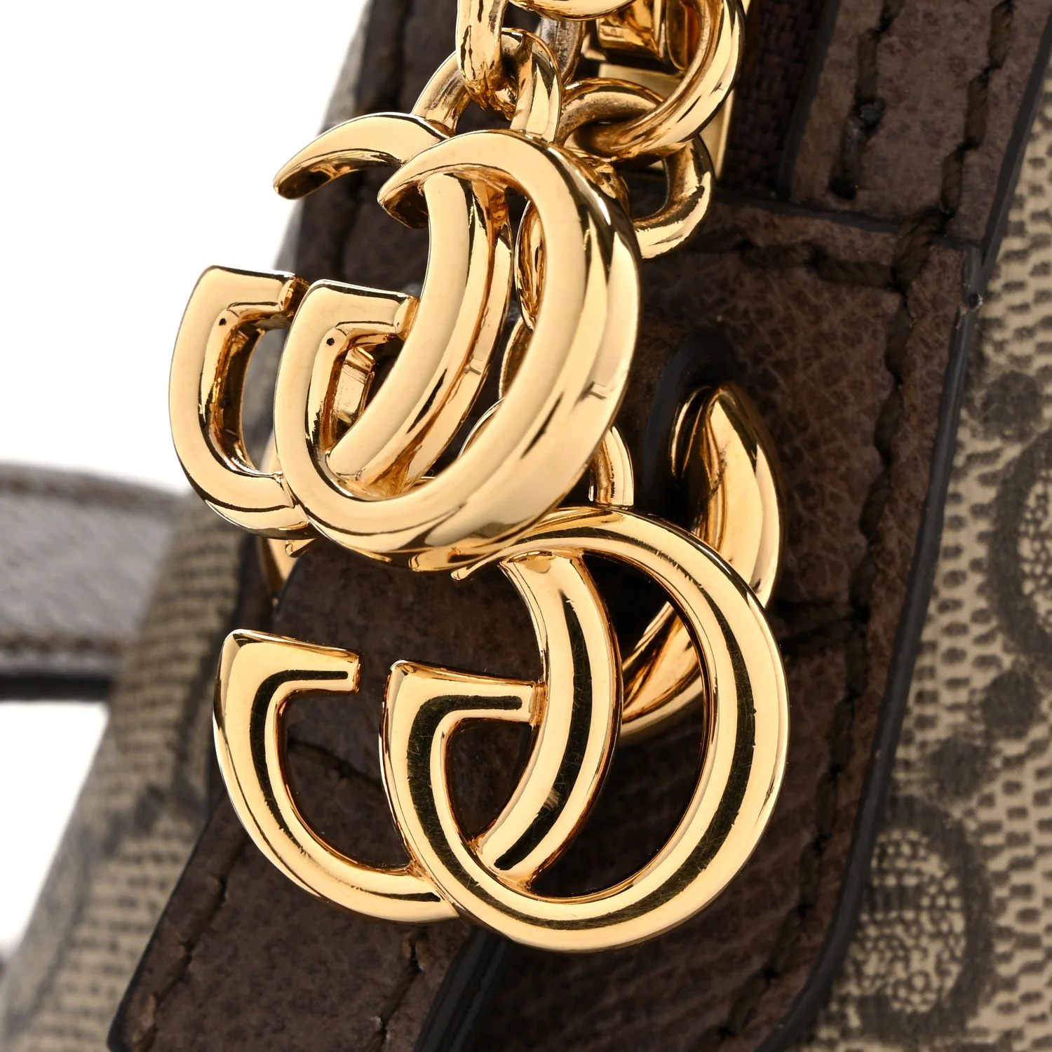 GG Supreme Monogram Textured Dollar Calfskin Web Small Ophidia Dome Shoulder Bag Beige Ebony New Acero - Top Club
