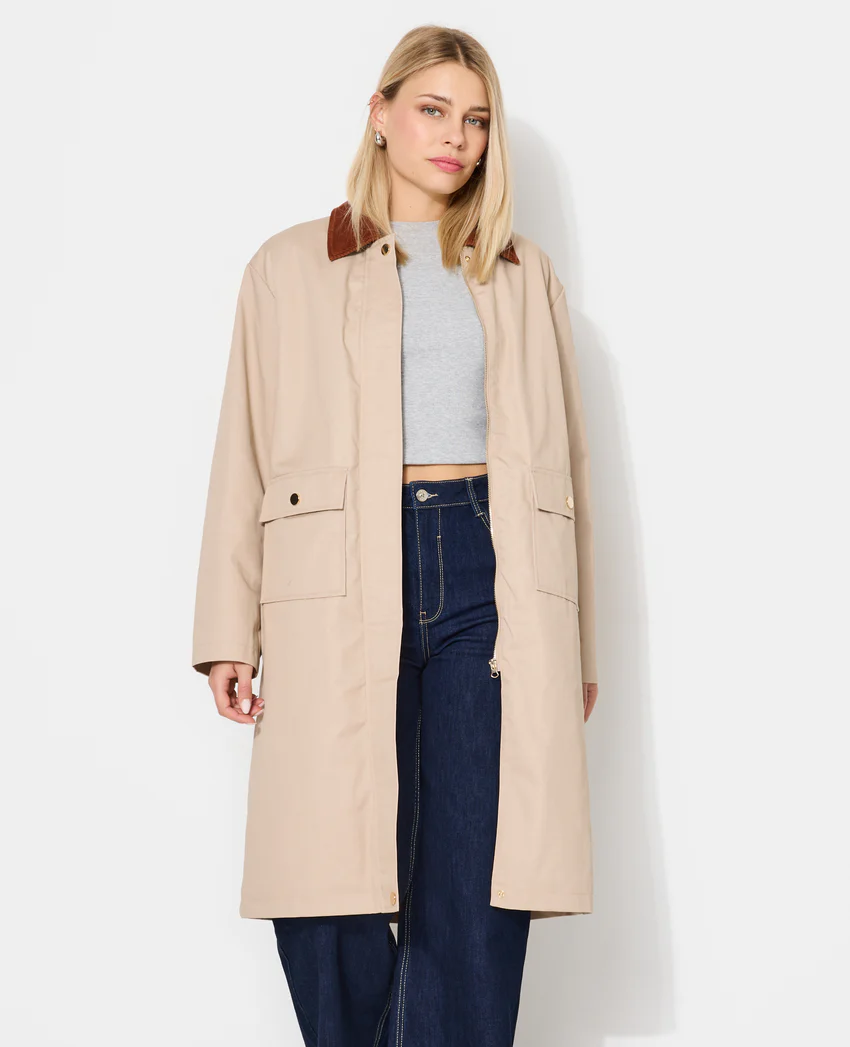 Pimkie Manteau long en toile avec col velours