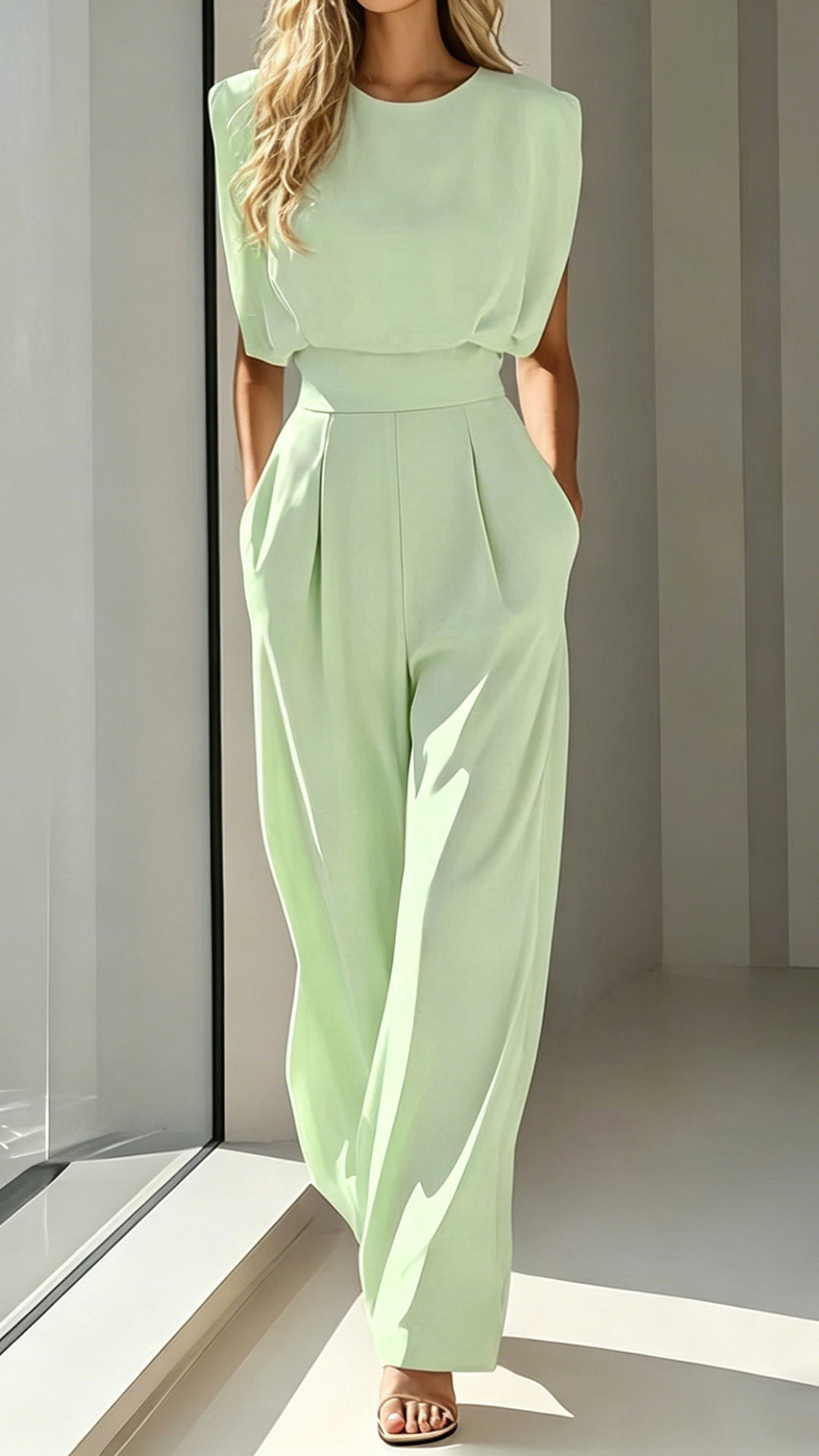 Women's Cotton-Blend Waisted Jumpsuit - Nordfashionstorm - Women's Clothing, Fashion for You - Nordfashionstorm.com