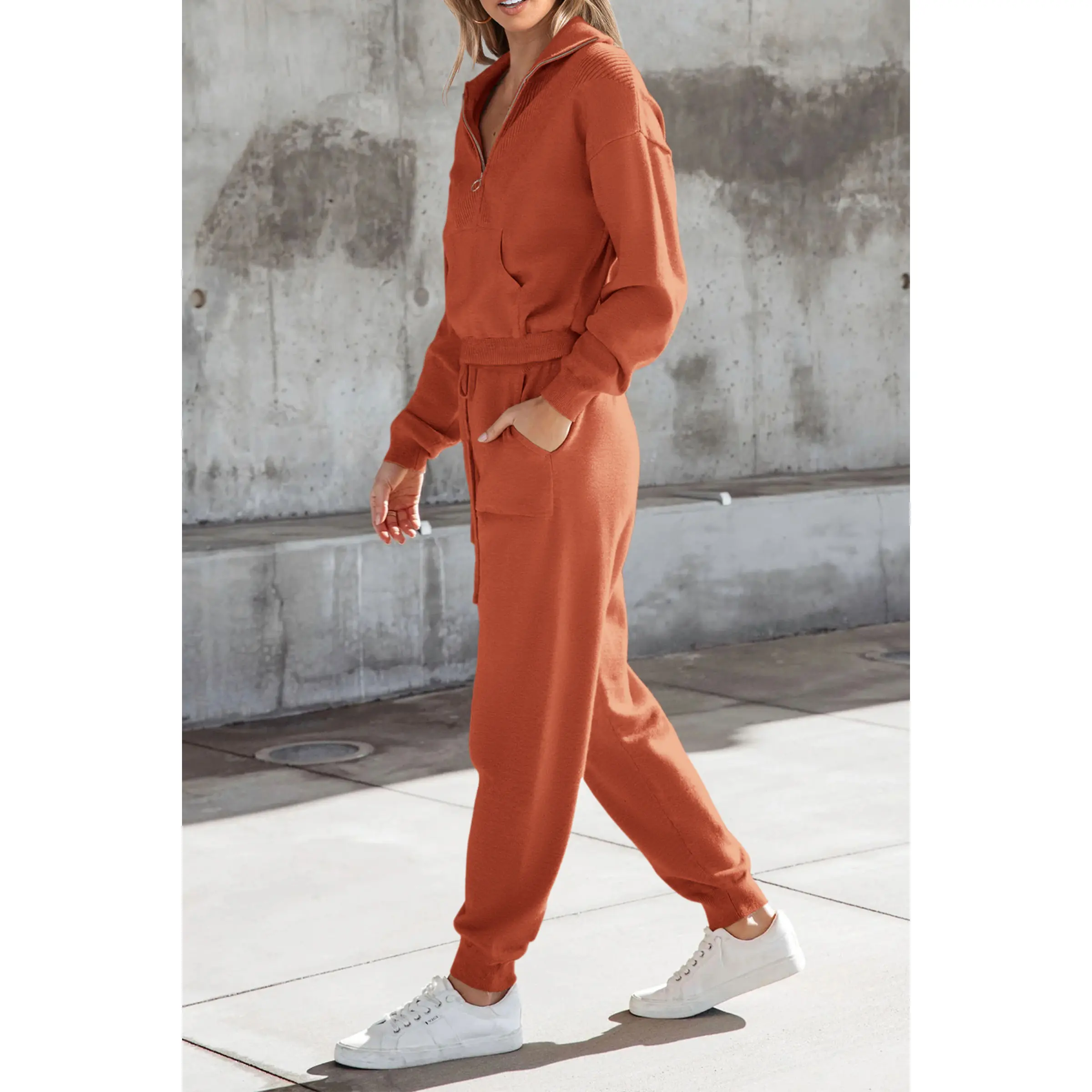 PrettyGarden Women's 2-Piece Sweater Set Pullover Zip Up Sweatshirt Jogger Sweatpants Tracksuit Casual Outfit