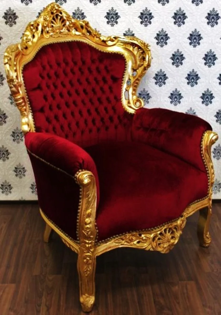 Baroque armchair King Bordeaux/Gold - furniture antique style