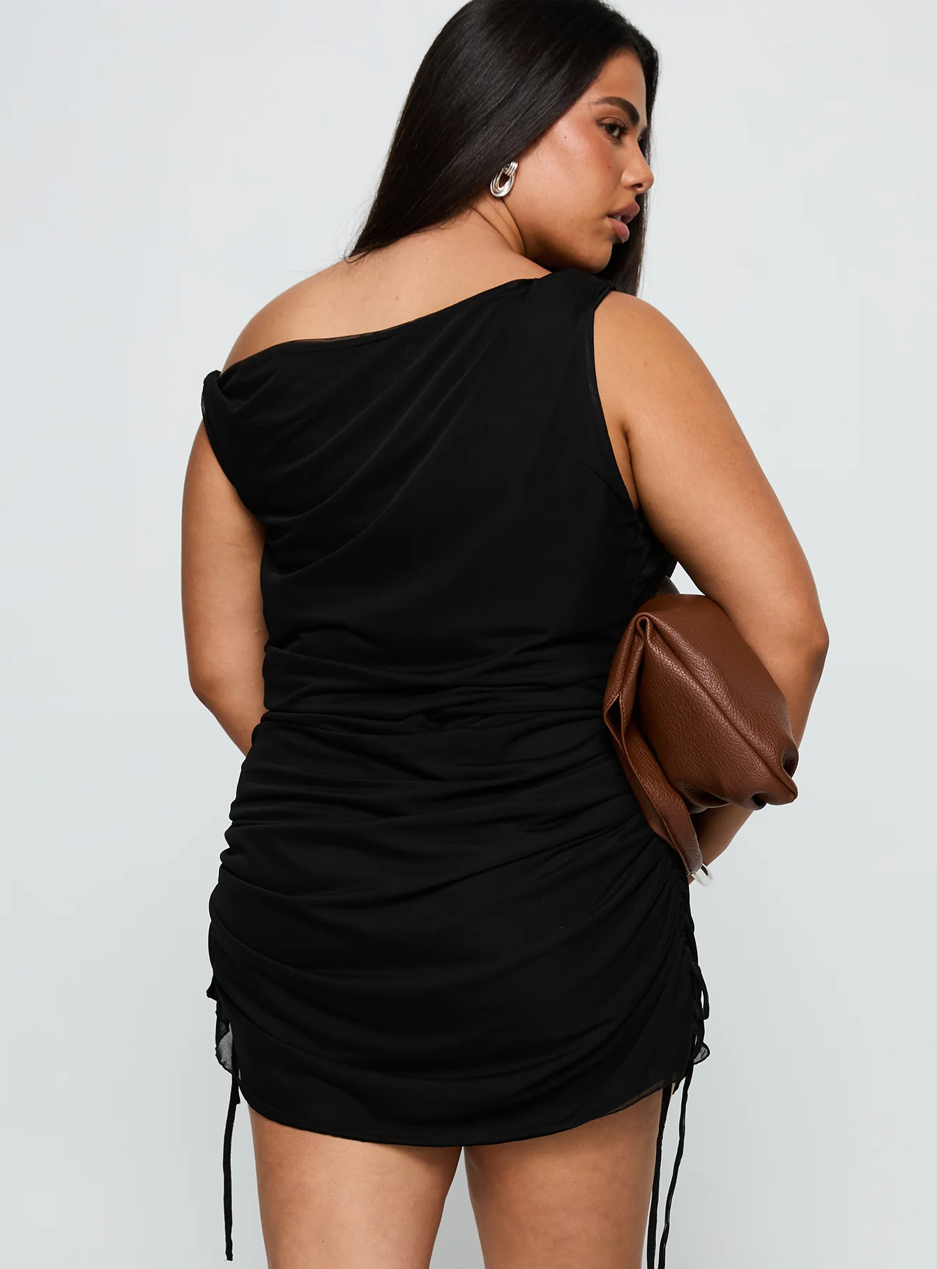Bella Luna Ruched Mini Dress Black Curve