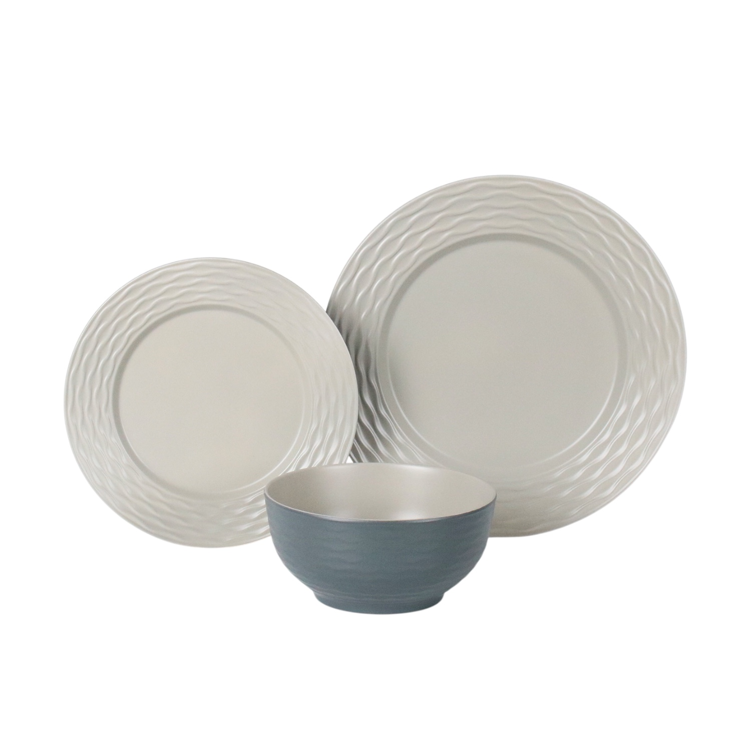 Servies Melamine Ripple sand - set van 12