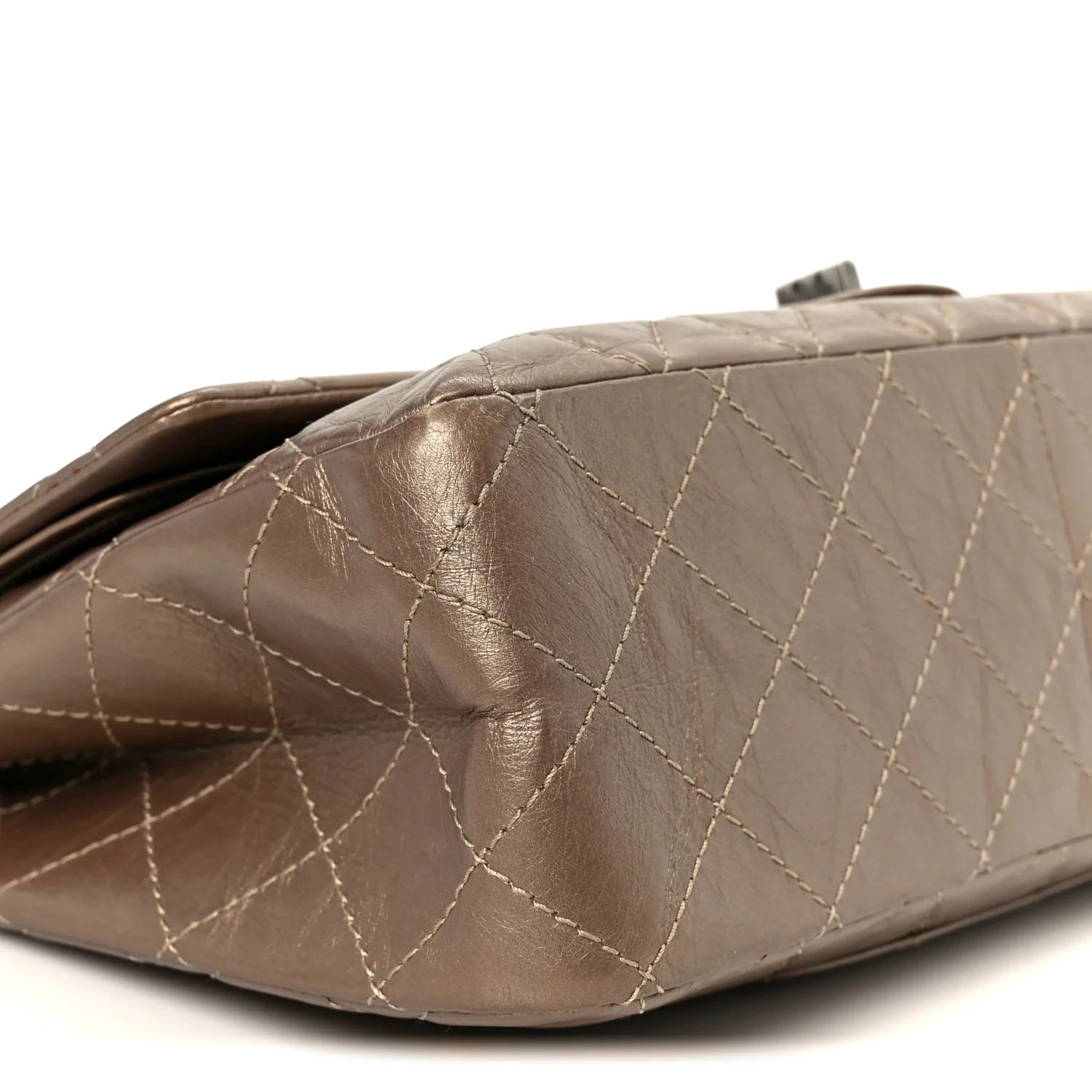 Metallic Aged Calfskin Quilted 2.55 Reissue 227 Flap Dark Gold - Top Club