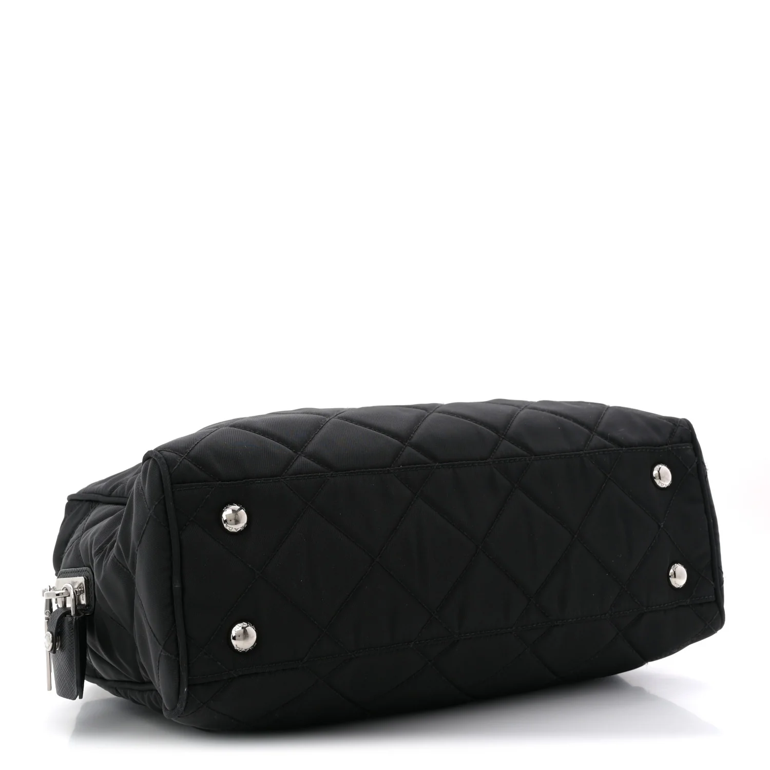 Nylon Tessuto Impuntu Quilted Shoulder Bag Black - Top Club