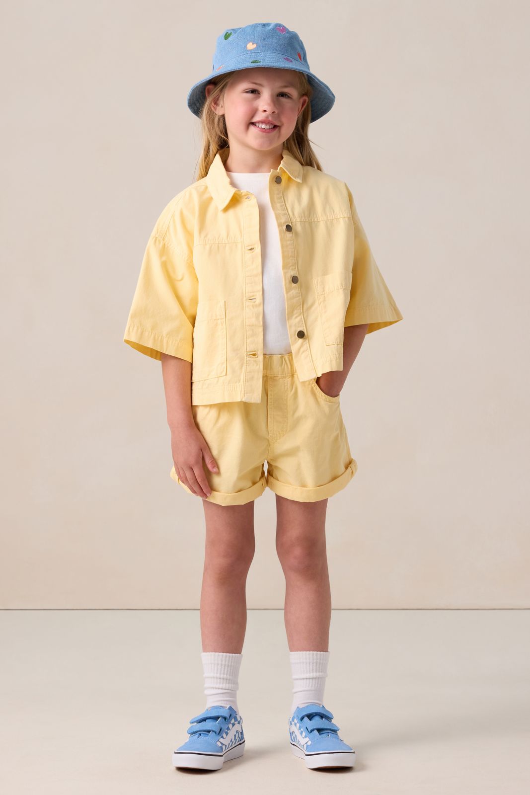 Lichtgele blouse met opgestikte zakken