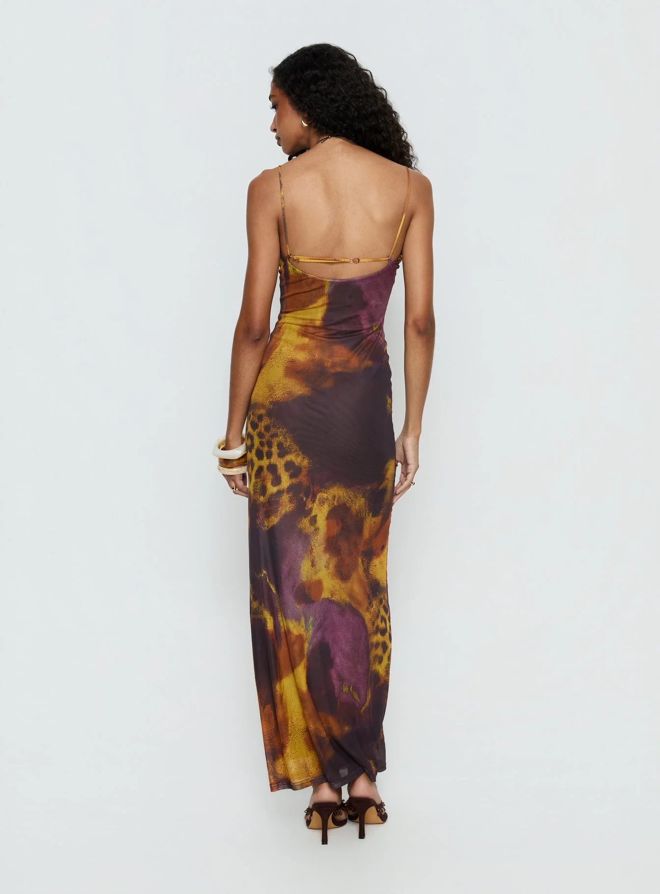Saphrona V Neck Maxi Dress Leopard Blur
