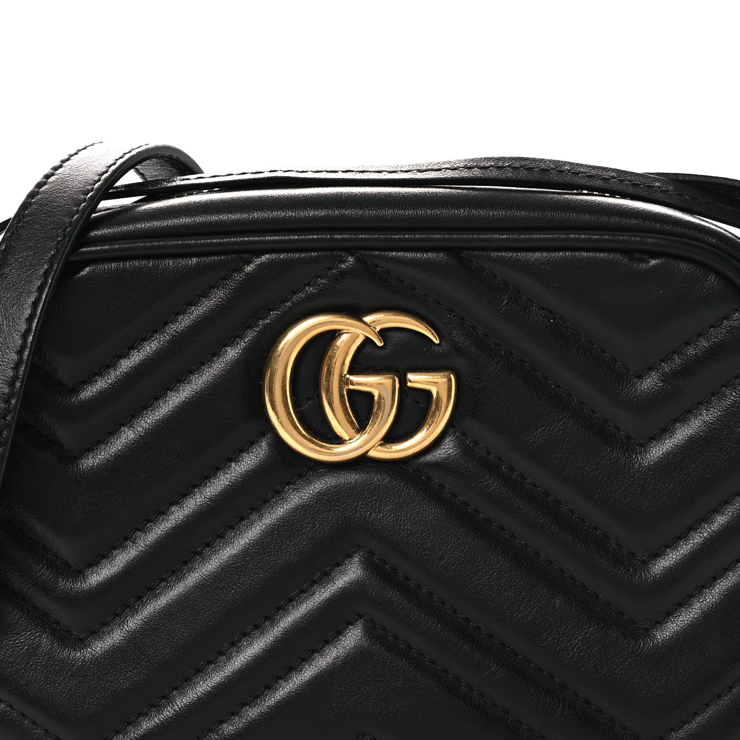 Calfskin Matelasse Mini GG Marmont Chain Shoulder Bag Black - Top Club
