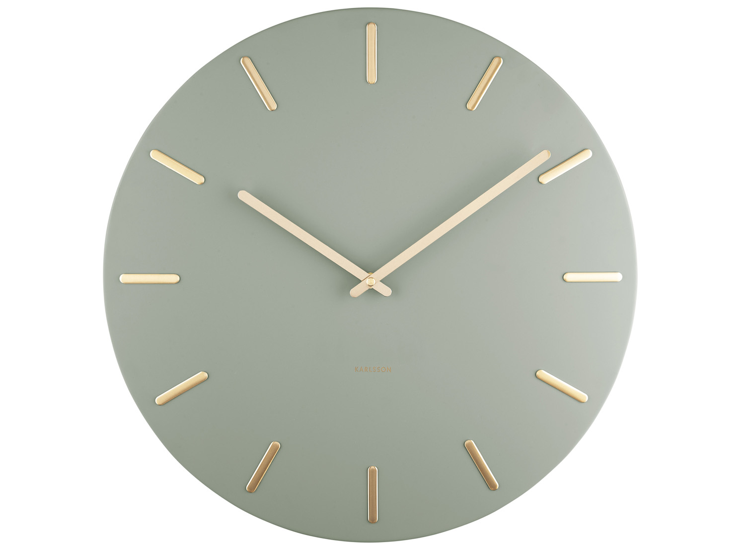 Wall clock Charm jungle green with gold battons