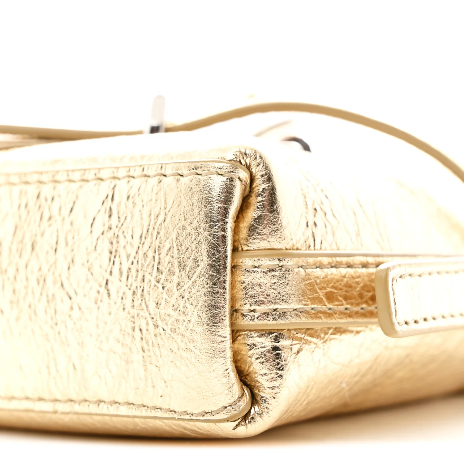 Metallic Tumbled Calfskin Nano Voyou Bag Golden Sand - Top Club