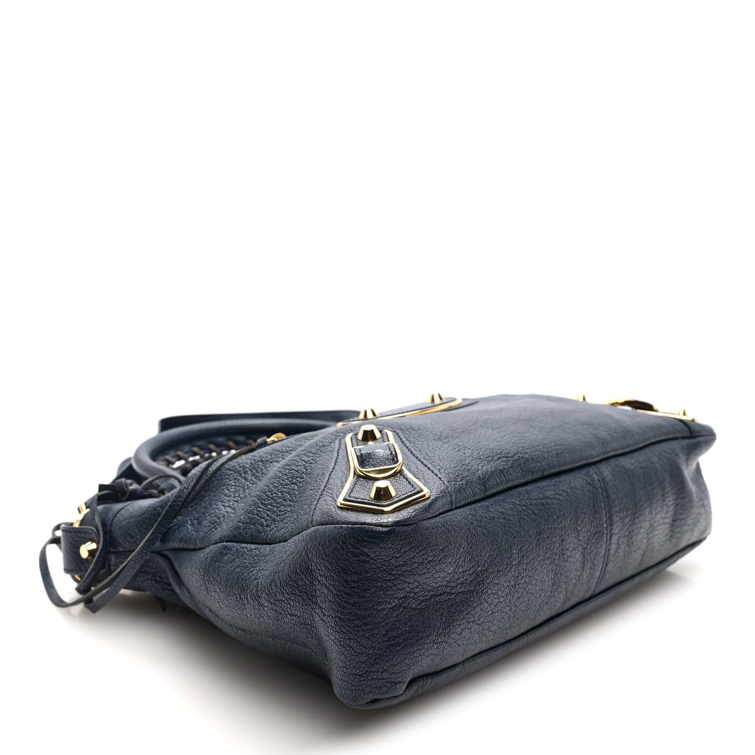 Chevre Gold Metallic Edge Hardware Town Bleu Nuit Dark Sea - Top Club