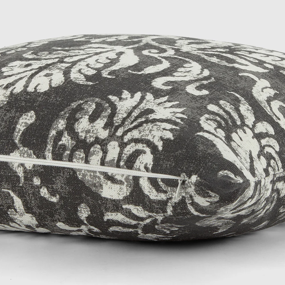 Distressed Floral Patterned Throw Pillow