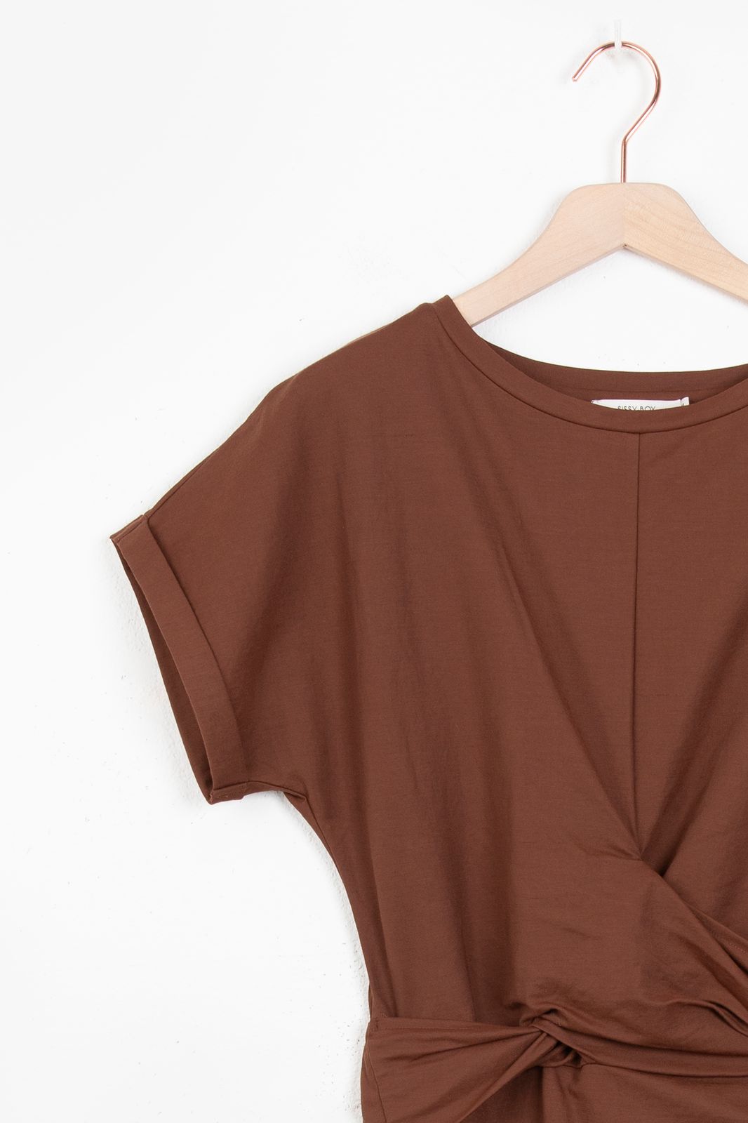 Donkerbruine jersey wikkeljurk