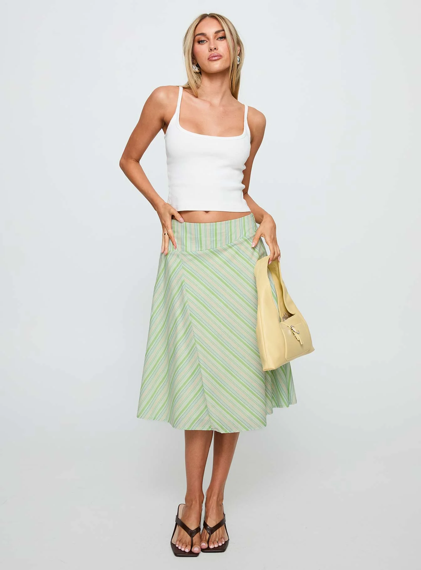Vettie Midi Skirt Green Multi