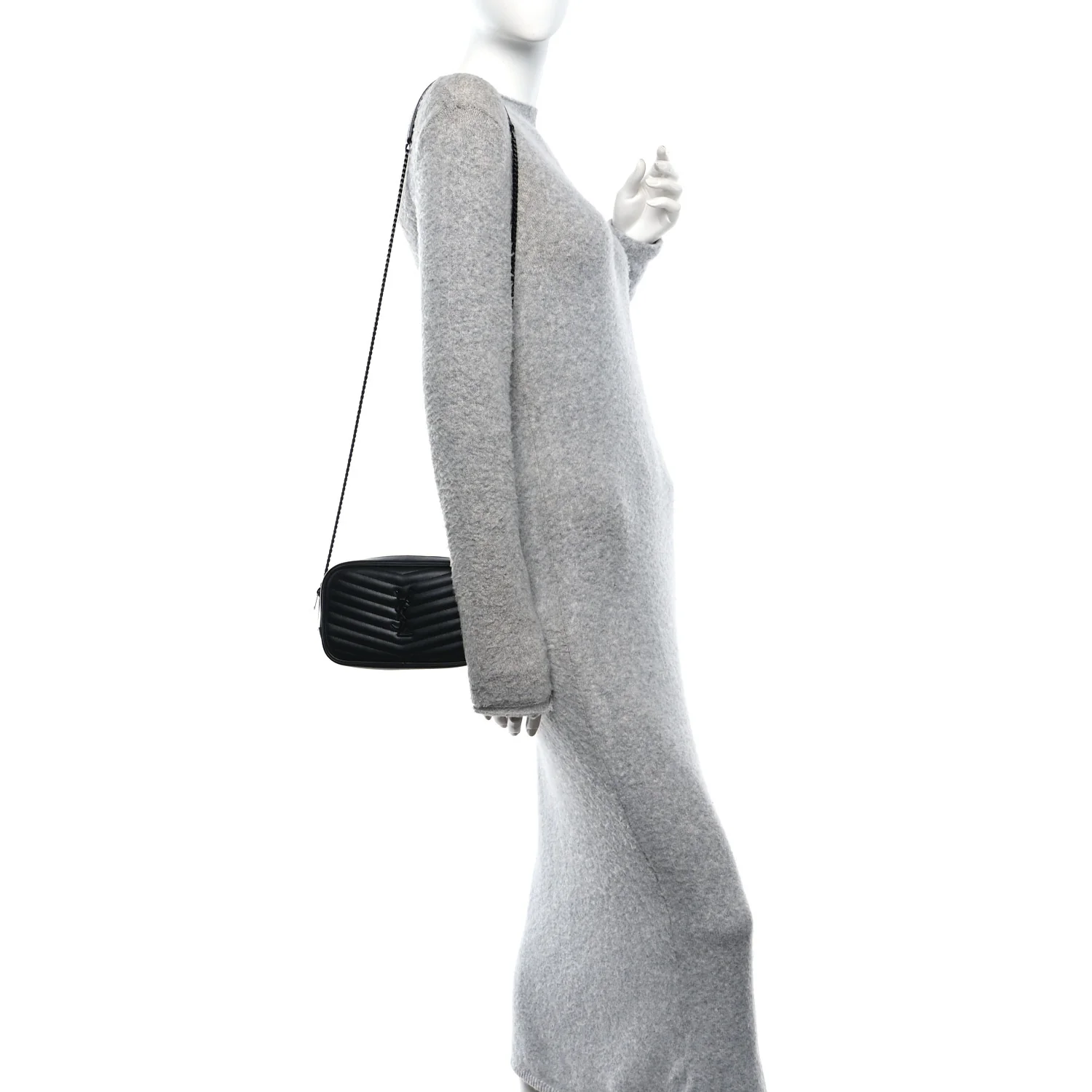 Calfskin Matelasse Monochrome Monogram Mini Lou Camera Bag Black