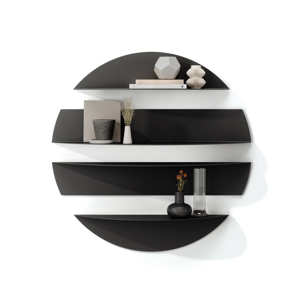 Umbra wandplank Solis rond zwart