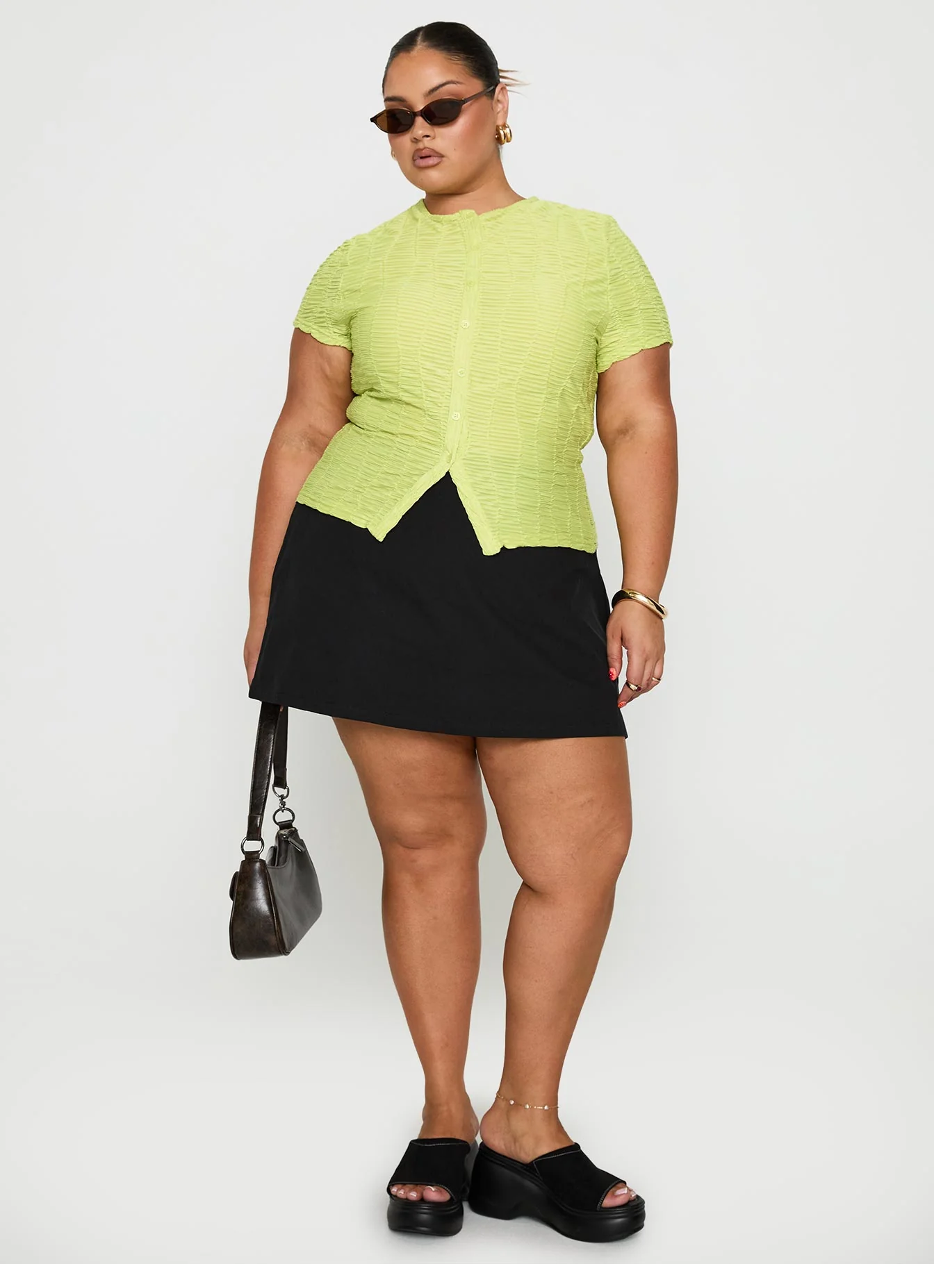 Suzu Textured Top Green Curve