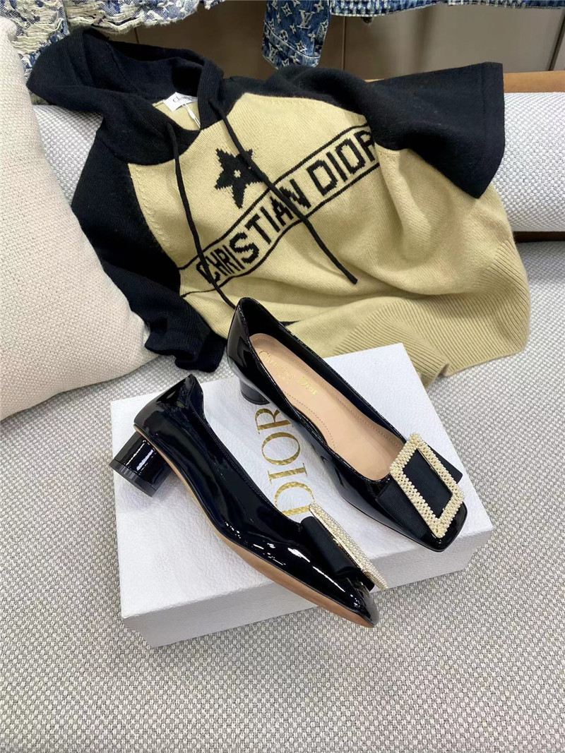 dior ldyle pearl square buckle retro ballet pumps - Sneaker Replica Workshop