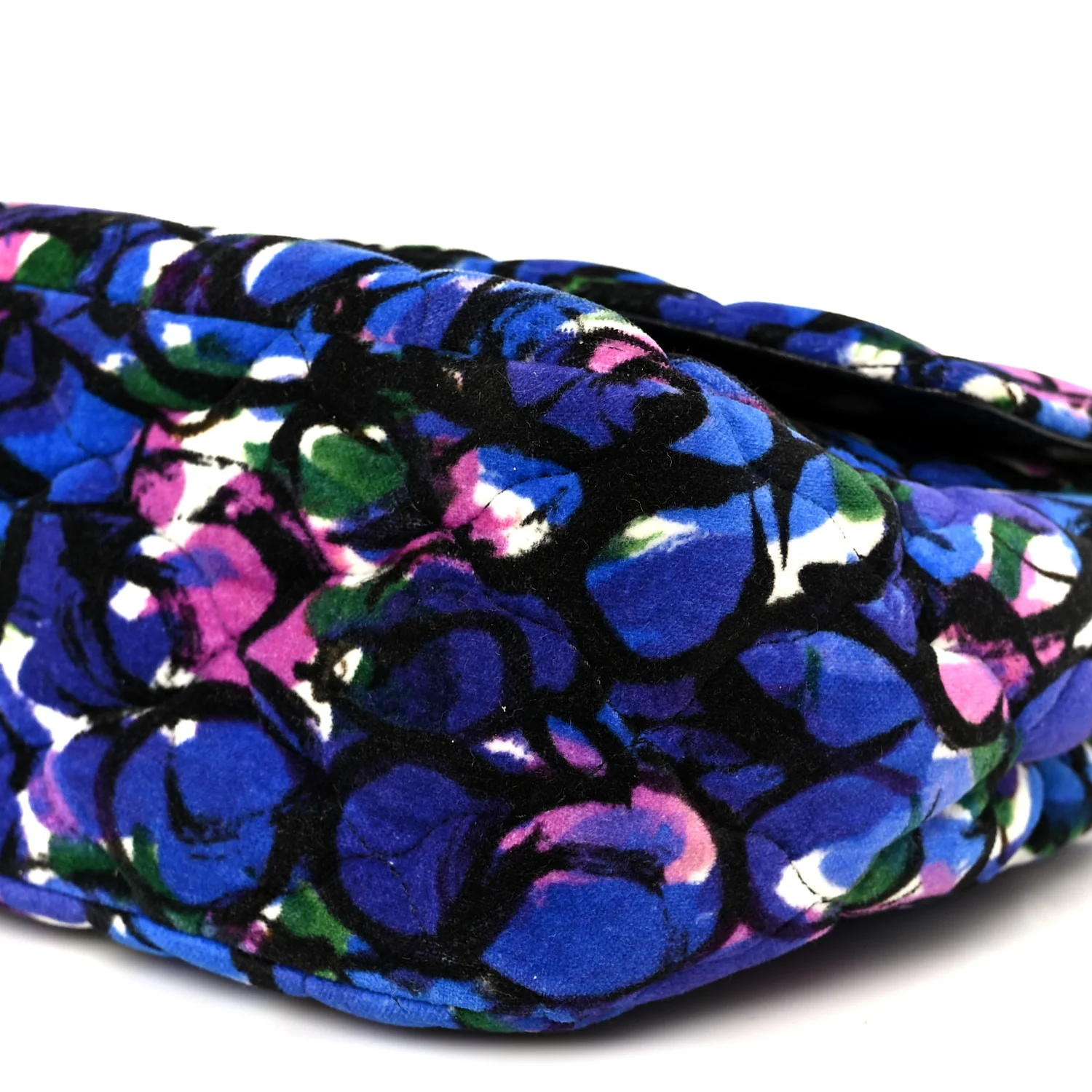 Velvet Floral Quilted M BB Round Shoulder Bag Bleu - Top Club