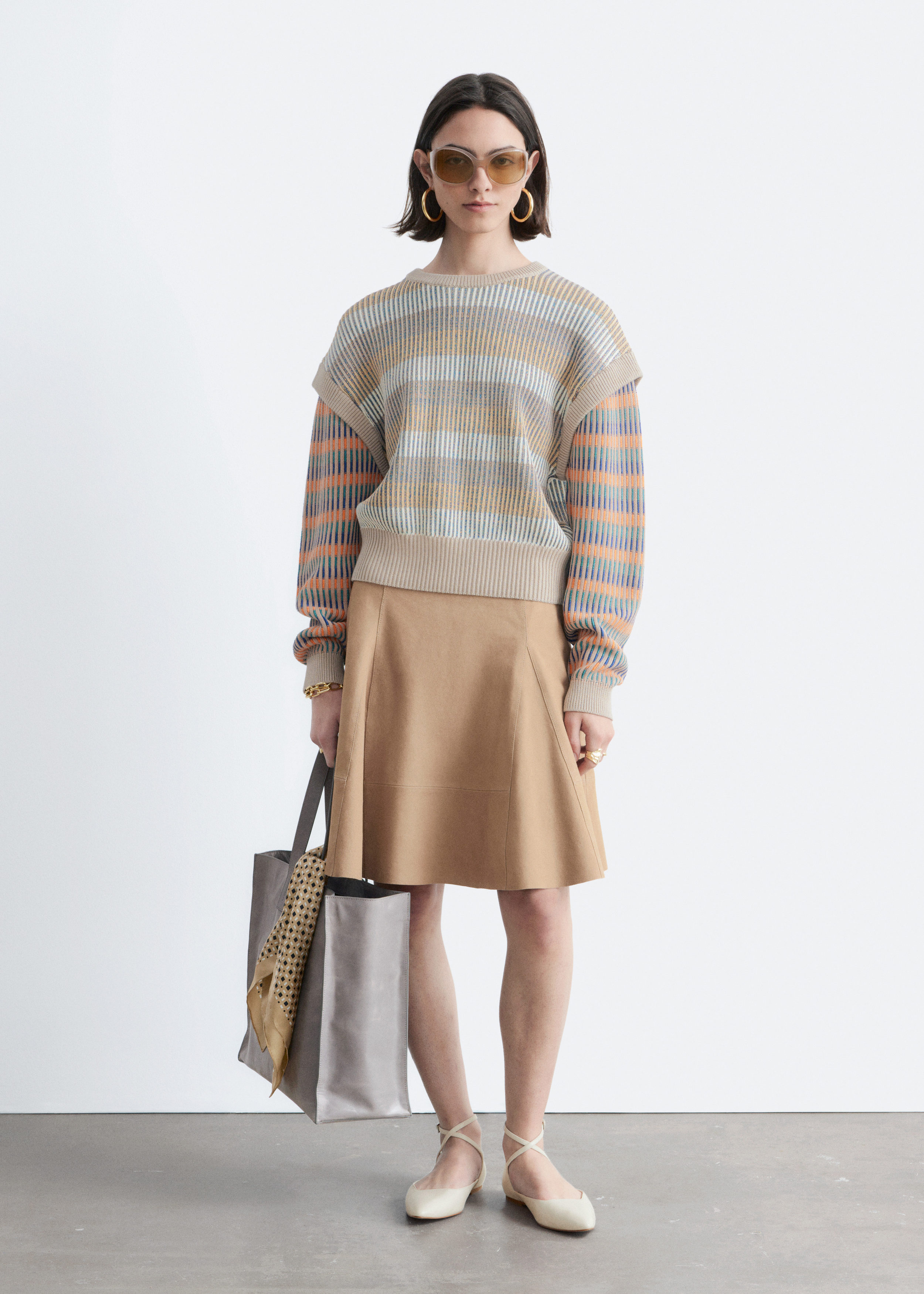 & Other Stories STRIPED PANEL KNIT JUMPER
