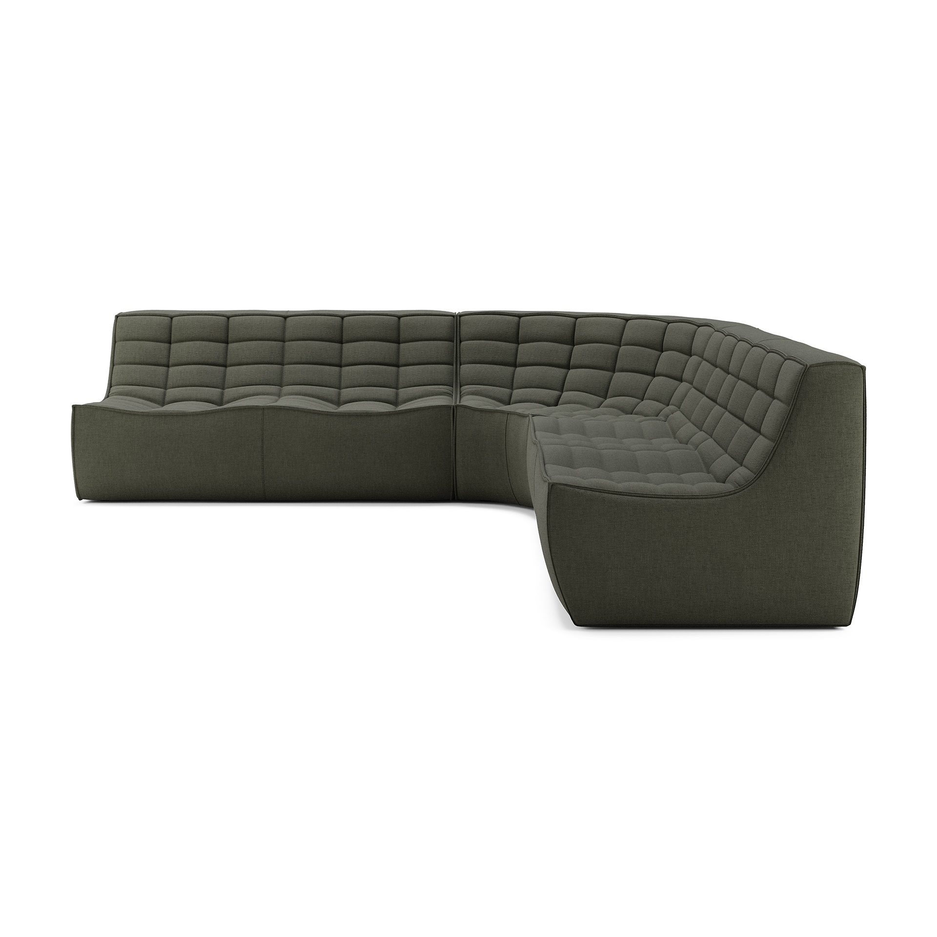 Modulaire bank N701 moss green set 2x2 seat 90° ronde hoek