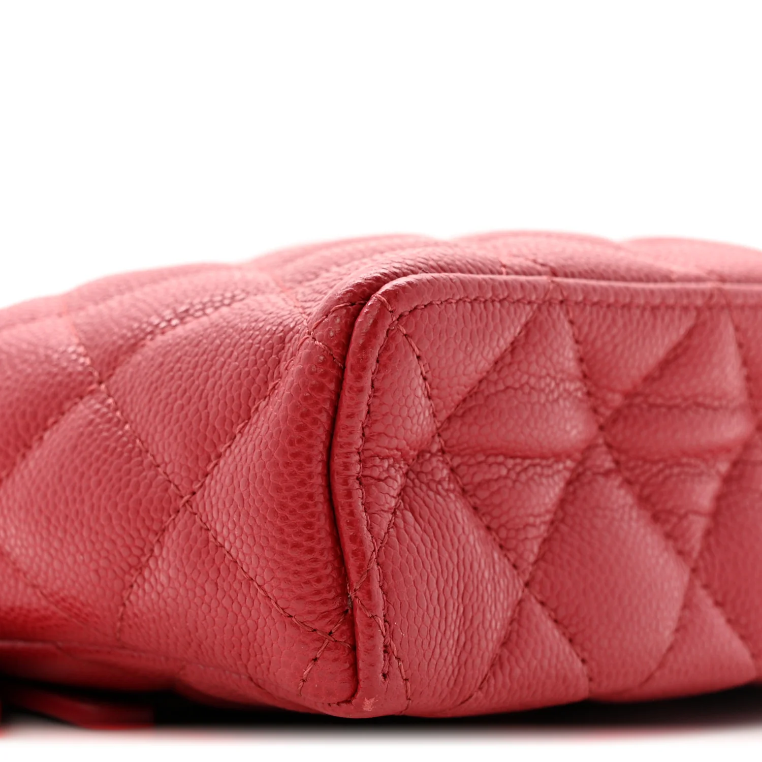 Caviar Quilted Top Handle Slim Vanity With Chain Red - Top Club