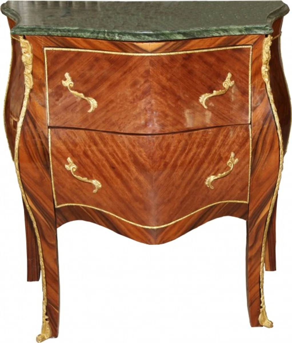 Baroque chest of drawers brown with marble top 2 drawers - antique look