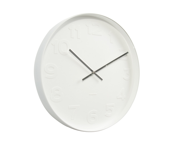 Wall clock Mr. White numbers large, white case