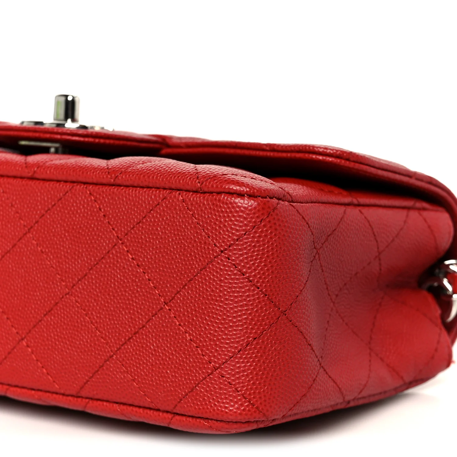 Caviar Quilted Mini Rectangular Flap Red - Top Club