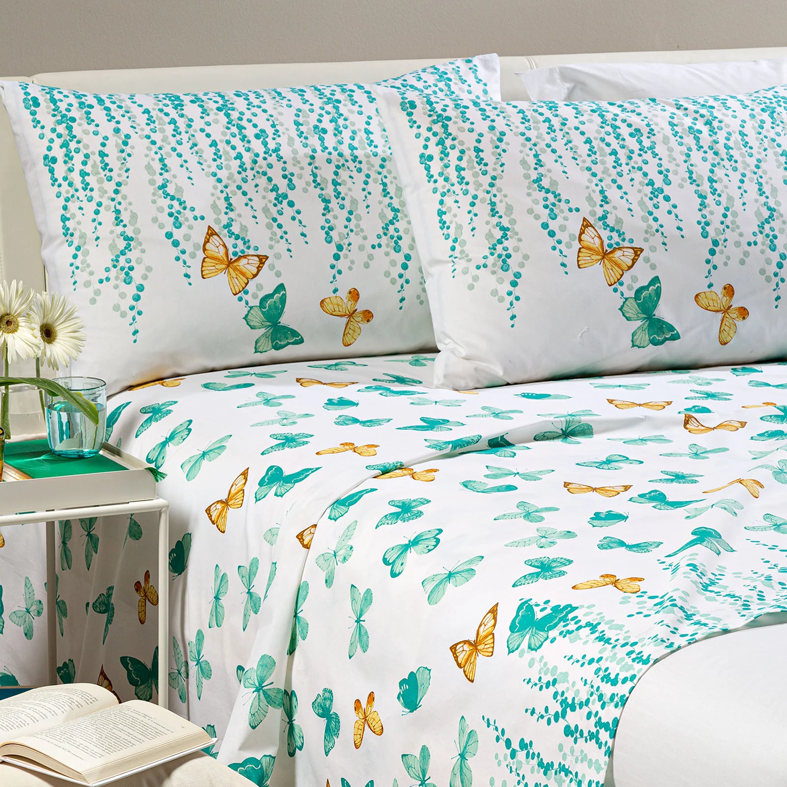 Completo Lenzuola In Cotone Kimberly Piazza E Mezza Acqua Caleffi