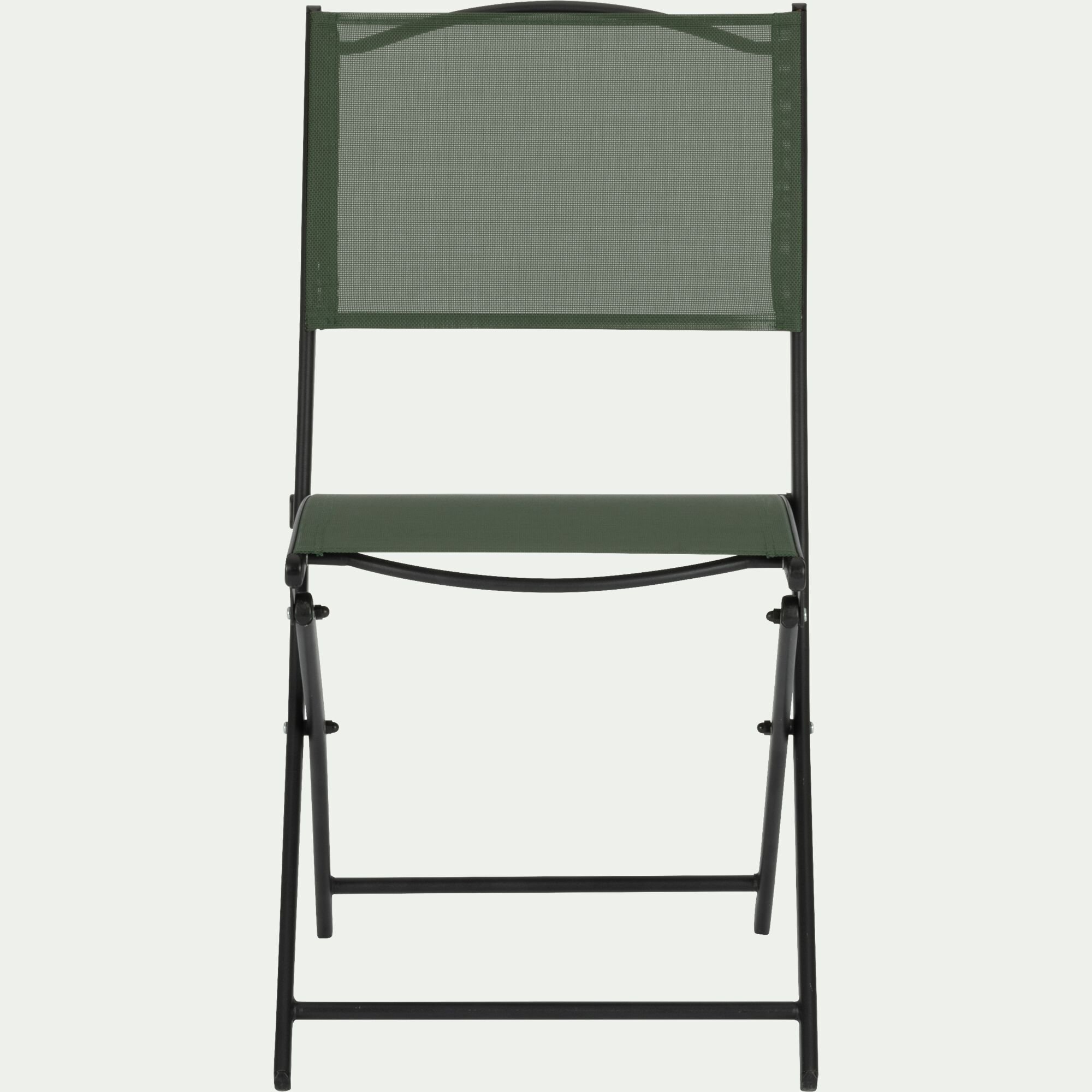 LIMONE - Chaise de jardin pliante acier et toile plastifiée - vert cèdre