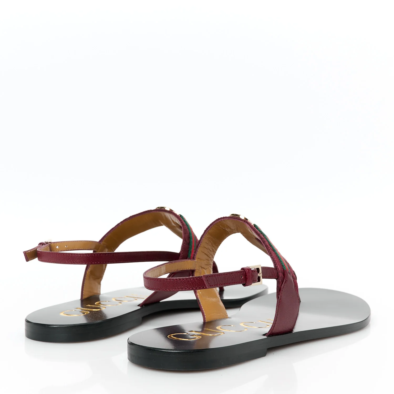 New Canvas GG Malaga Kid Web Interlocking G Womens Thong Sandals 40.5 Rosso Ancora - Top Club