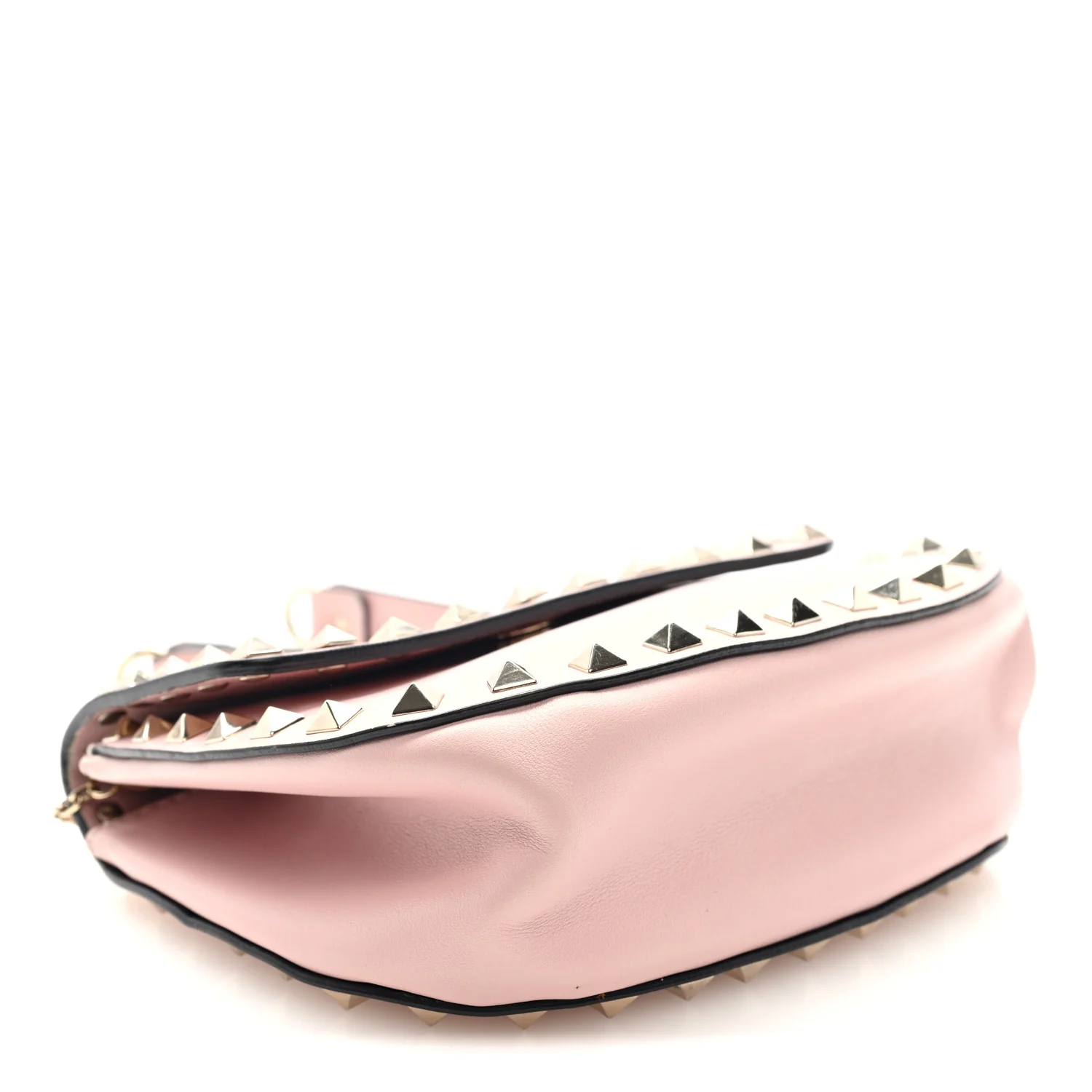 Vitello Rockstud Crossbody Saddle Bag Water Rose - Top Club