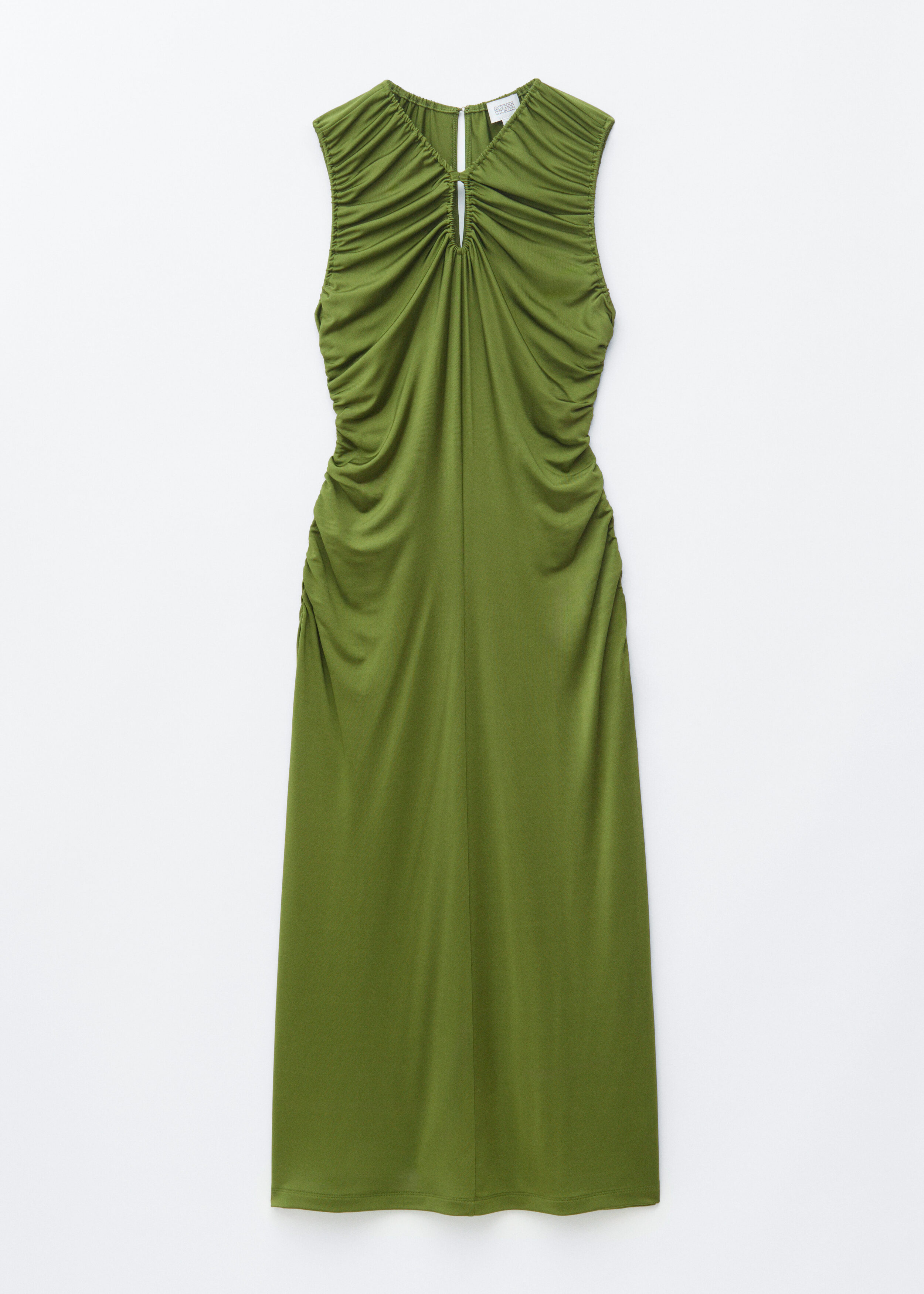 & Other Stories RUCHED KEYHOLE-NECK MIDI DRESS