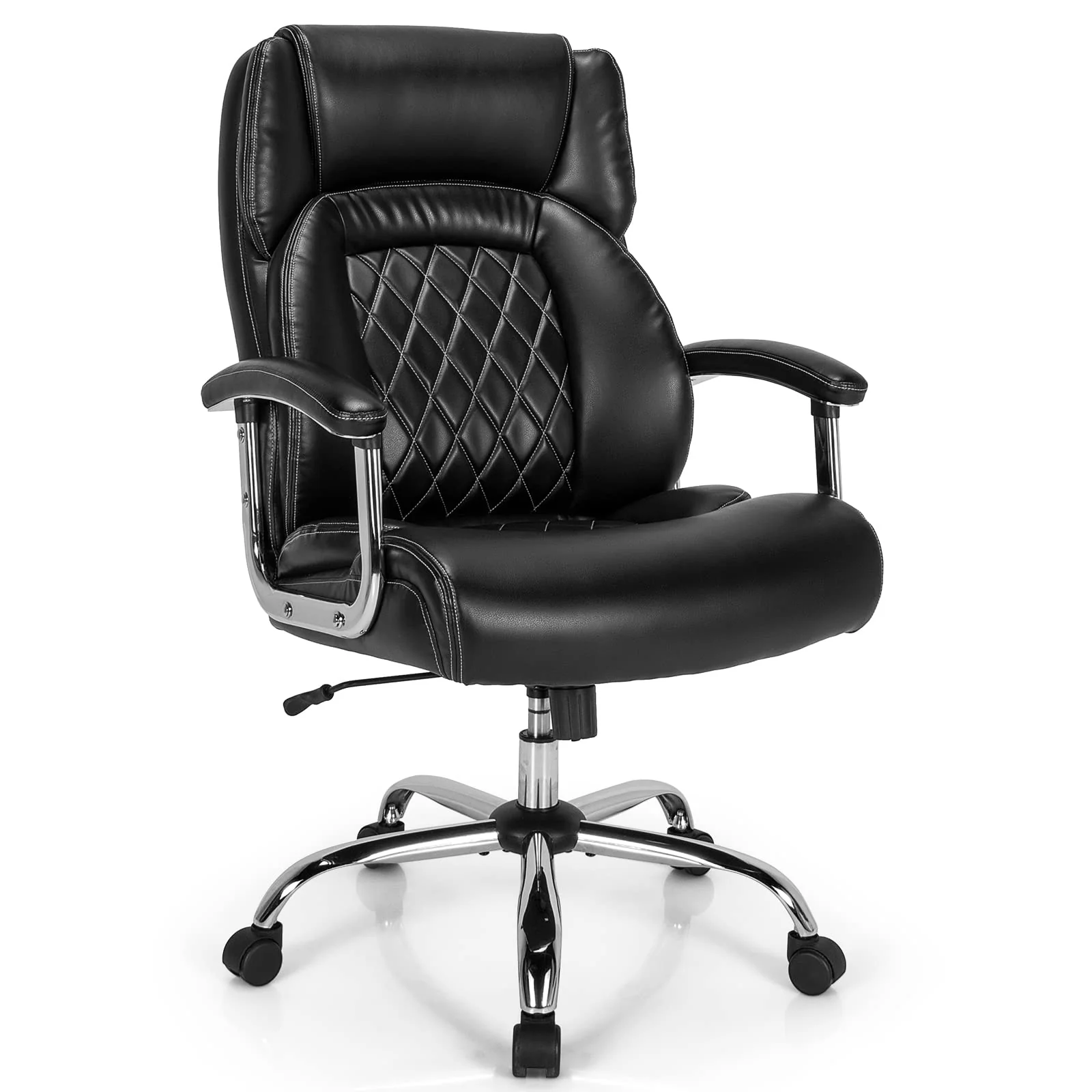 BEFOUNDLOVELY 500LBS Big and Tall Office Chair, Wide Seat Large Leather Executive Chair with Heavy Duty Metal Base