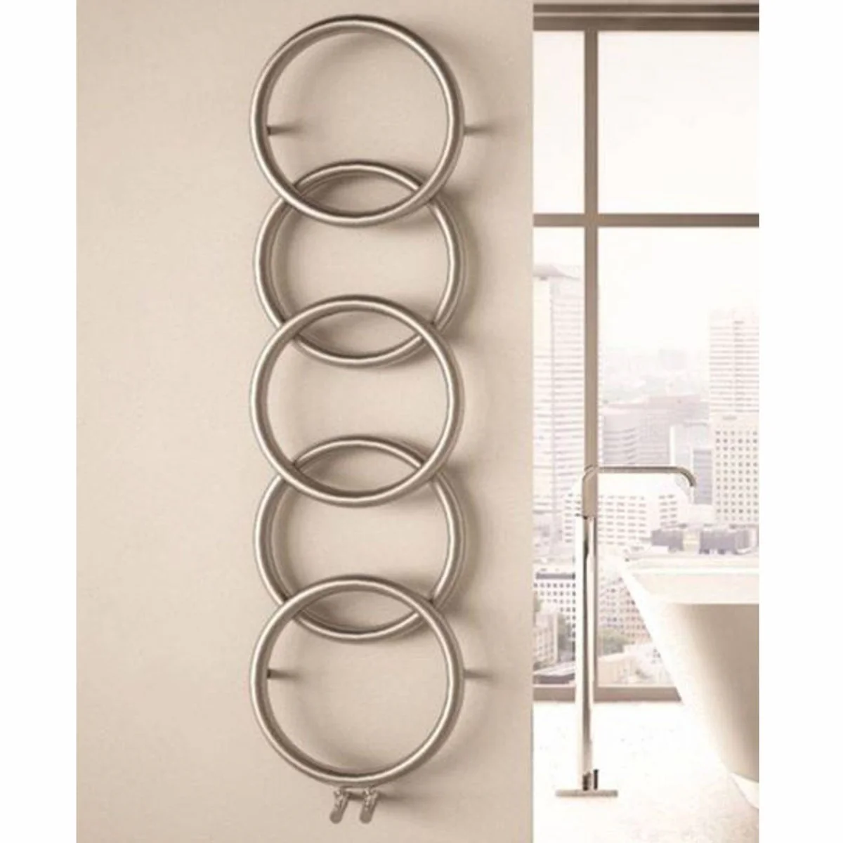 Luxury stainless steel wall heater silver H. 147 cm - luxury wall radiator