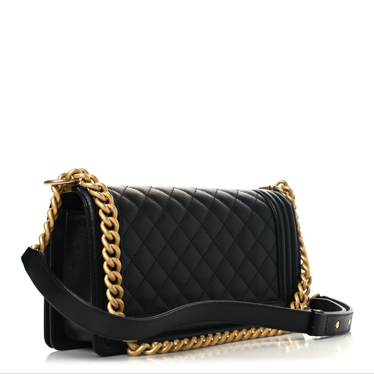 Caviar Quilted Medium Boy Flap Black - Top Club