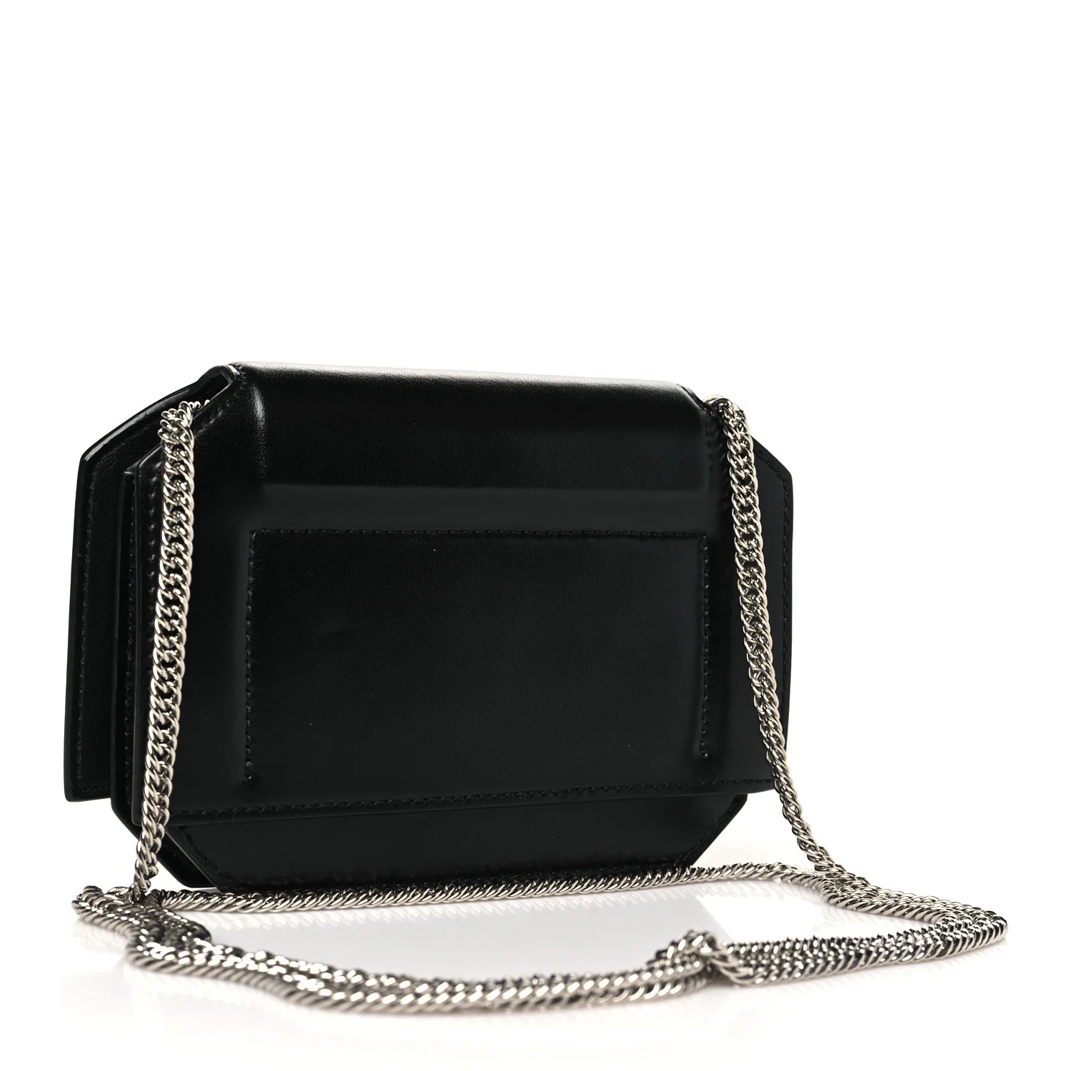Calfskin Bow Cut Chain Wallet Black - Top Club