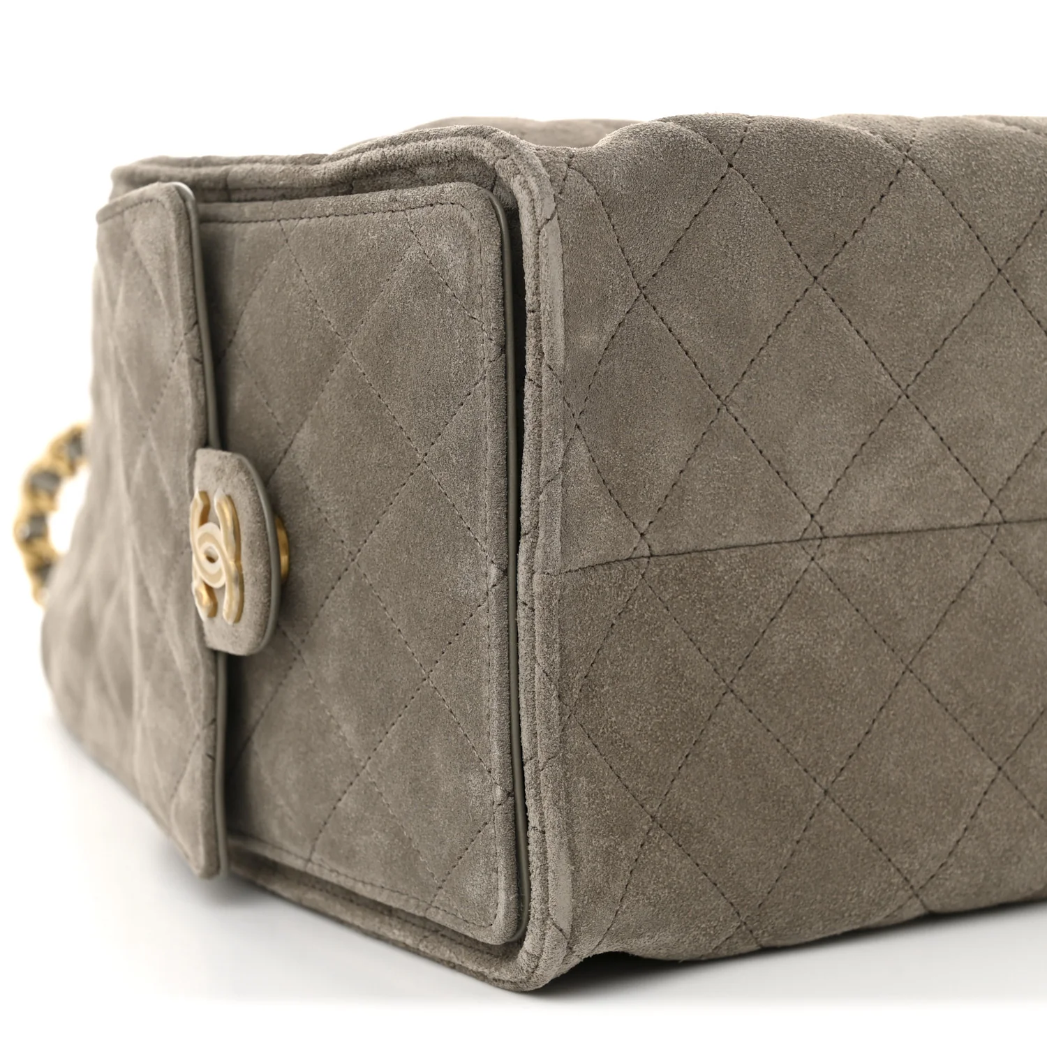 Suede Quilted Medium Chanel 25 Handbag Dark Grey - Top Club