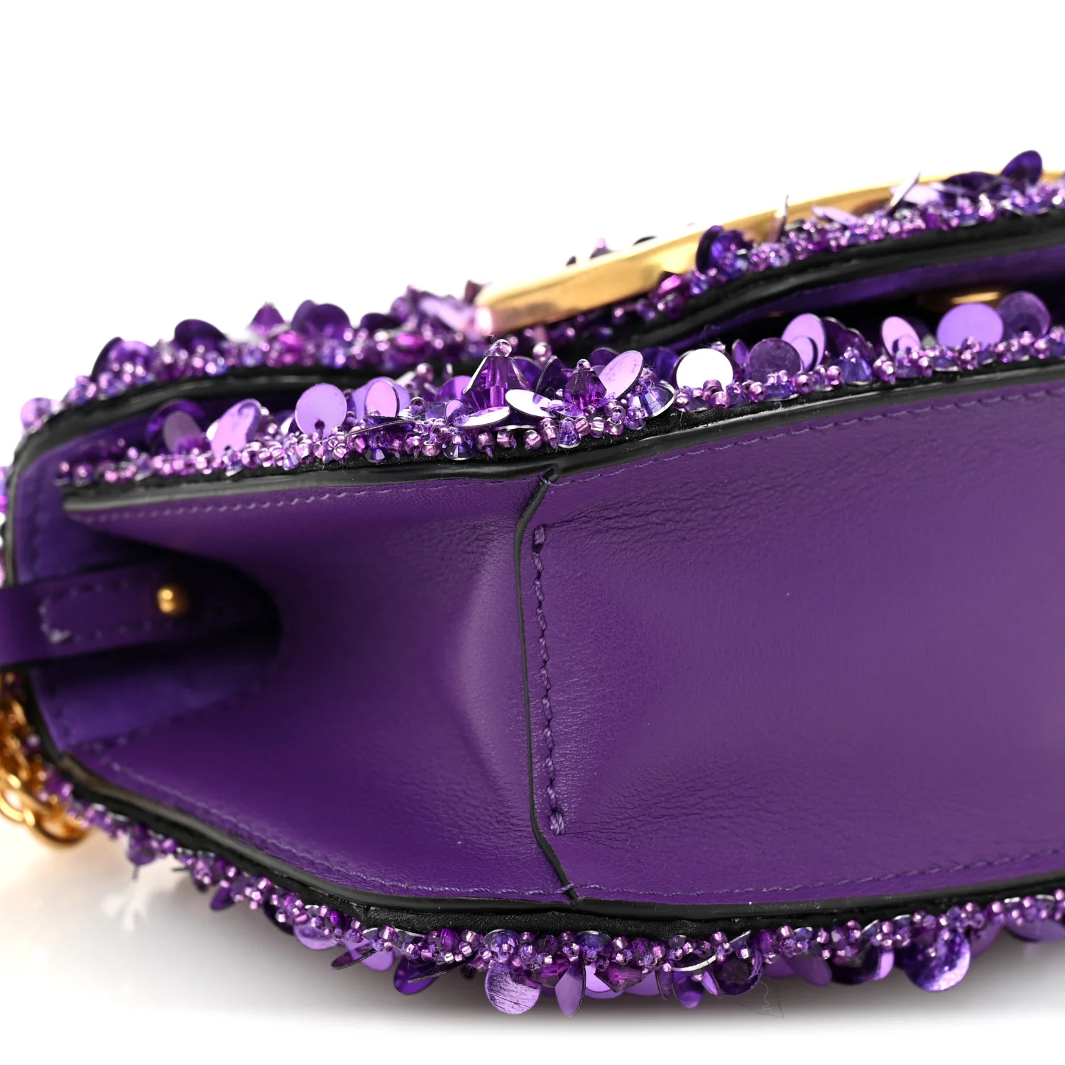 Sequin Crystal Vlogo Embroidered Small Loco Shoulder Bag Astral Purple - Top Club