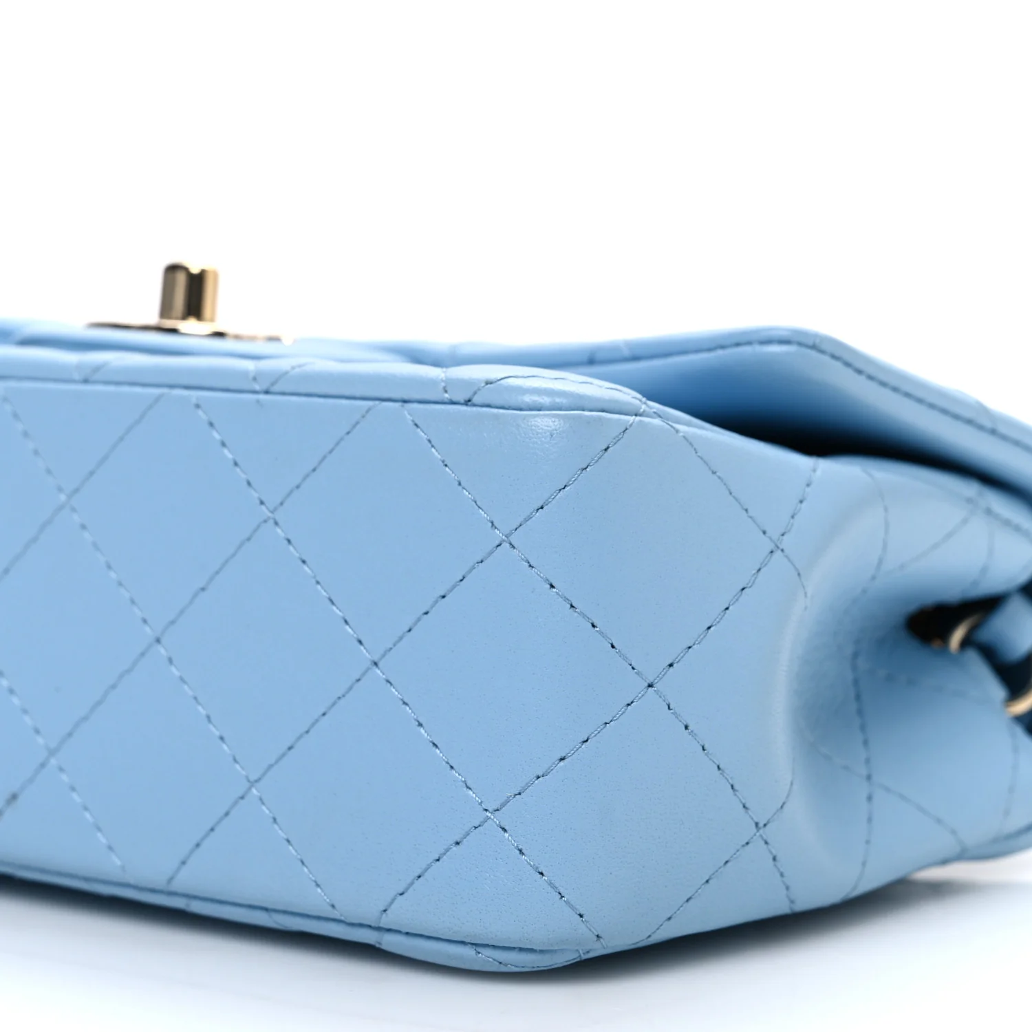 Lambskin Quilted Mini Rectangular Flap Light Blue - Top Club