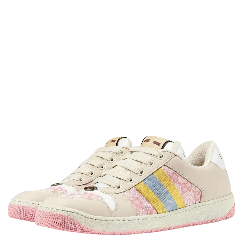 Gucci Unisex Sneakers With Pastel Stripes And GG Monogram Details - Sneaker Replica Workshop