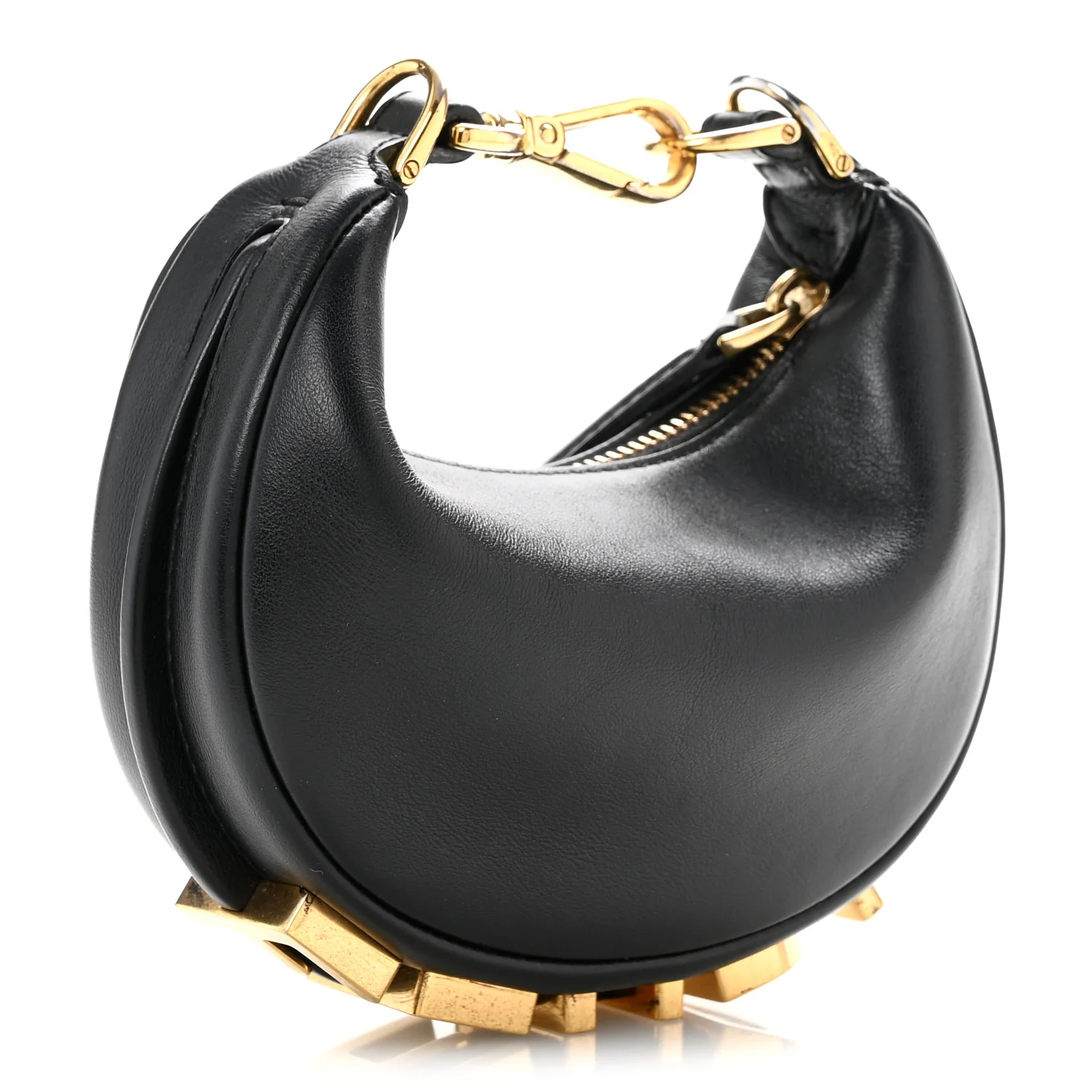 Vitello Grace Matte Nano Fendigraphy Hobo Charm Black - Top Club