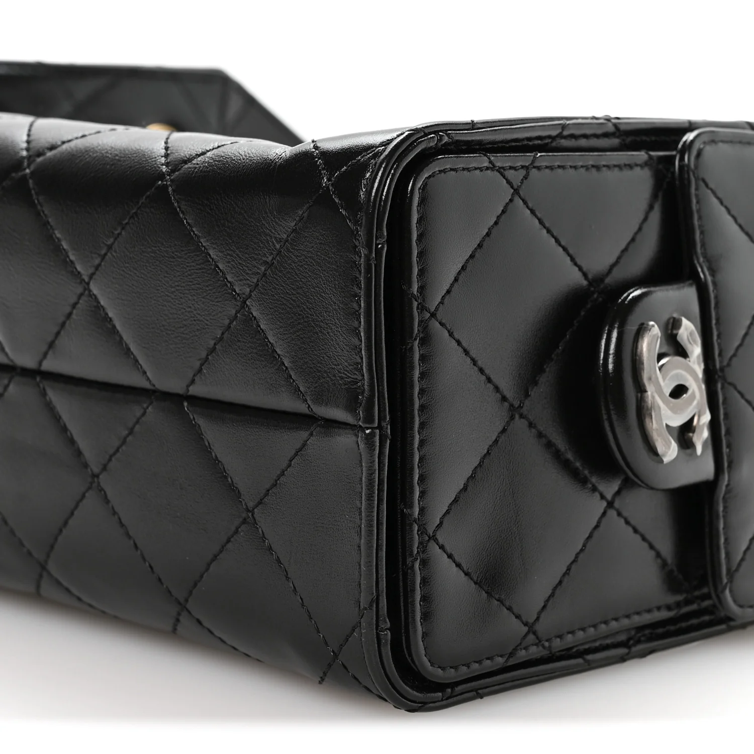 Shiny Crumpled Calfskin Quilted Mini Chanel 25 Handbag Black - Top Club